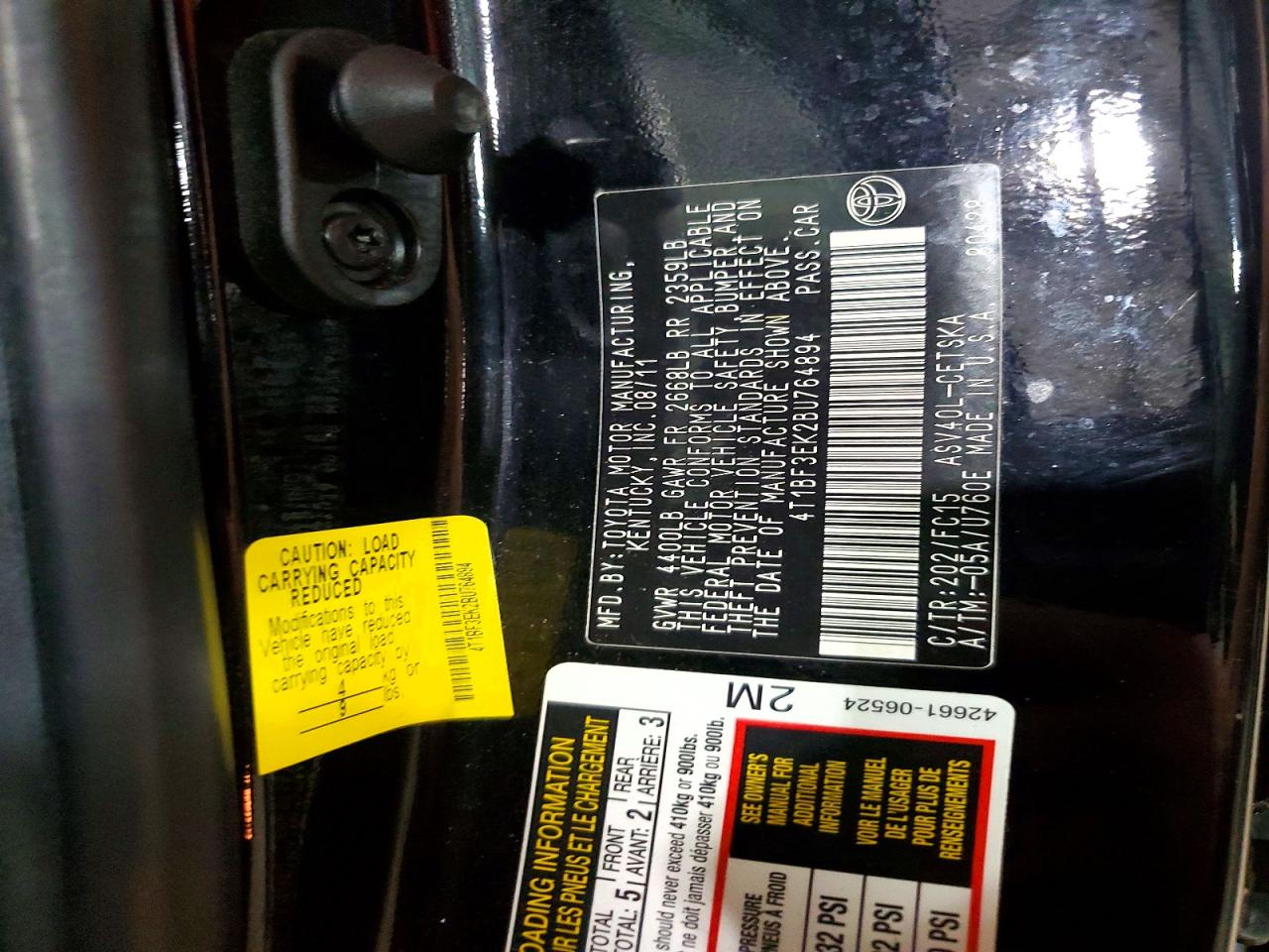 2011 Toyota Camry Se Black vin: 4T1BF3EK2BU764894