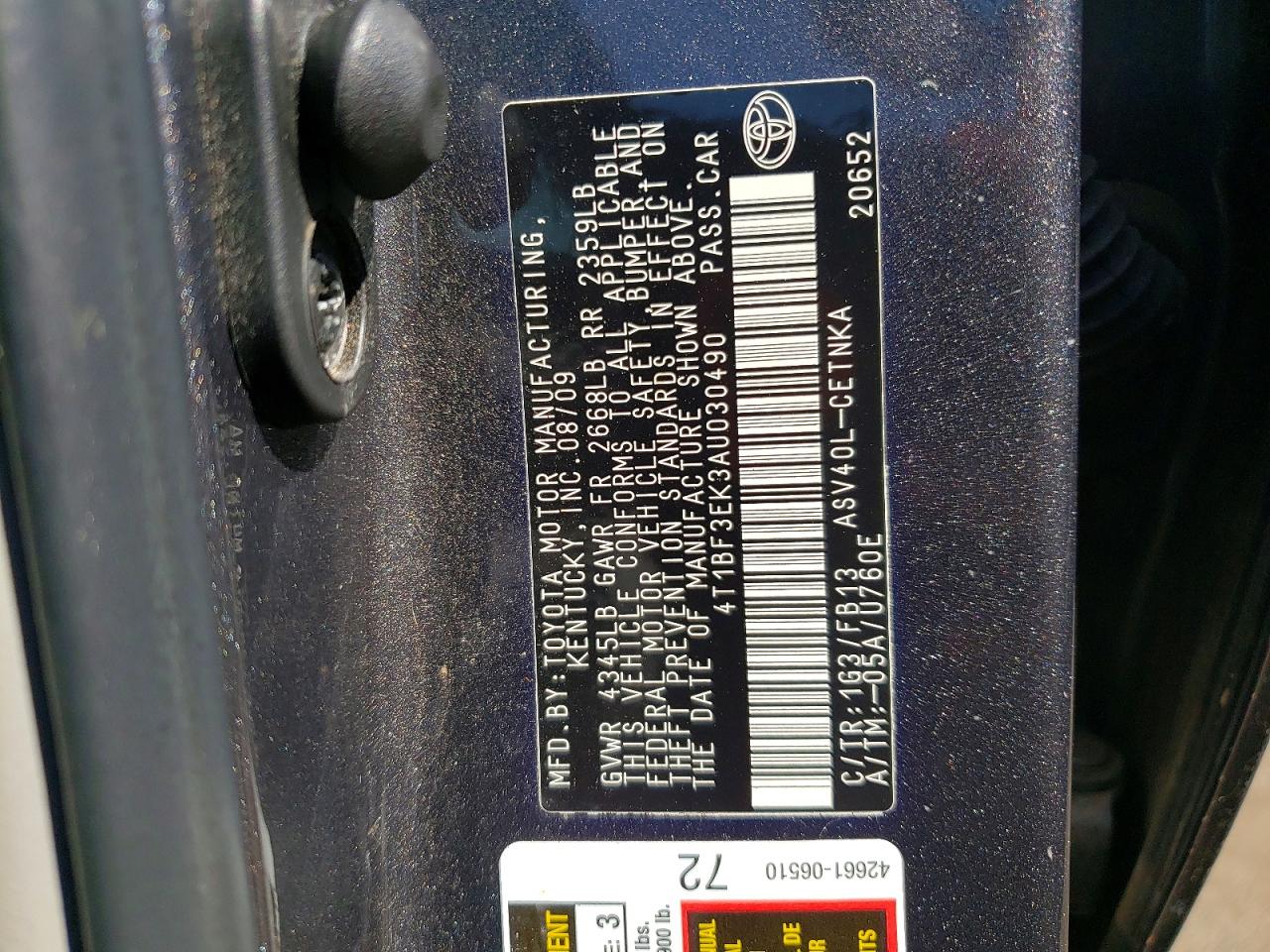 2010 Toyota Camry Le Gray vin: 4T1BF3EK3AU030490