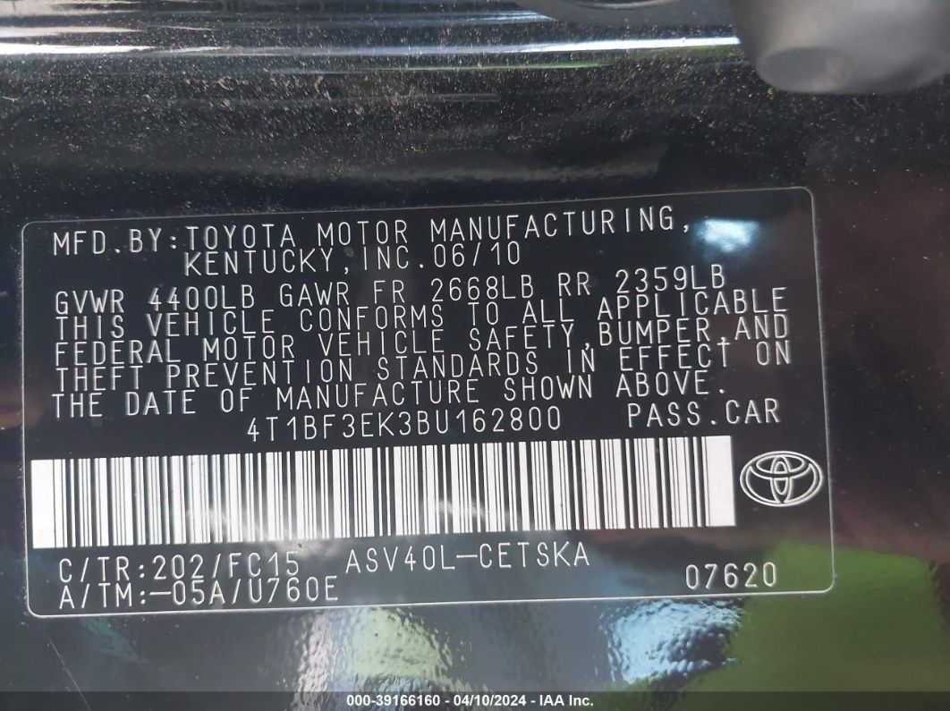 2011 Toyota Camry Se Black vin: 4T1BF3EK3BU162800