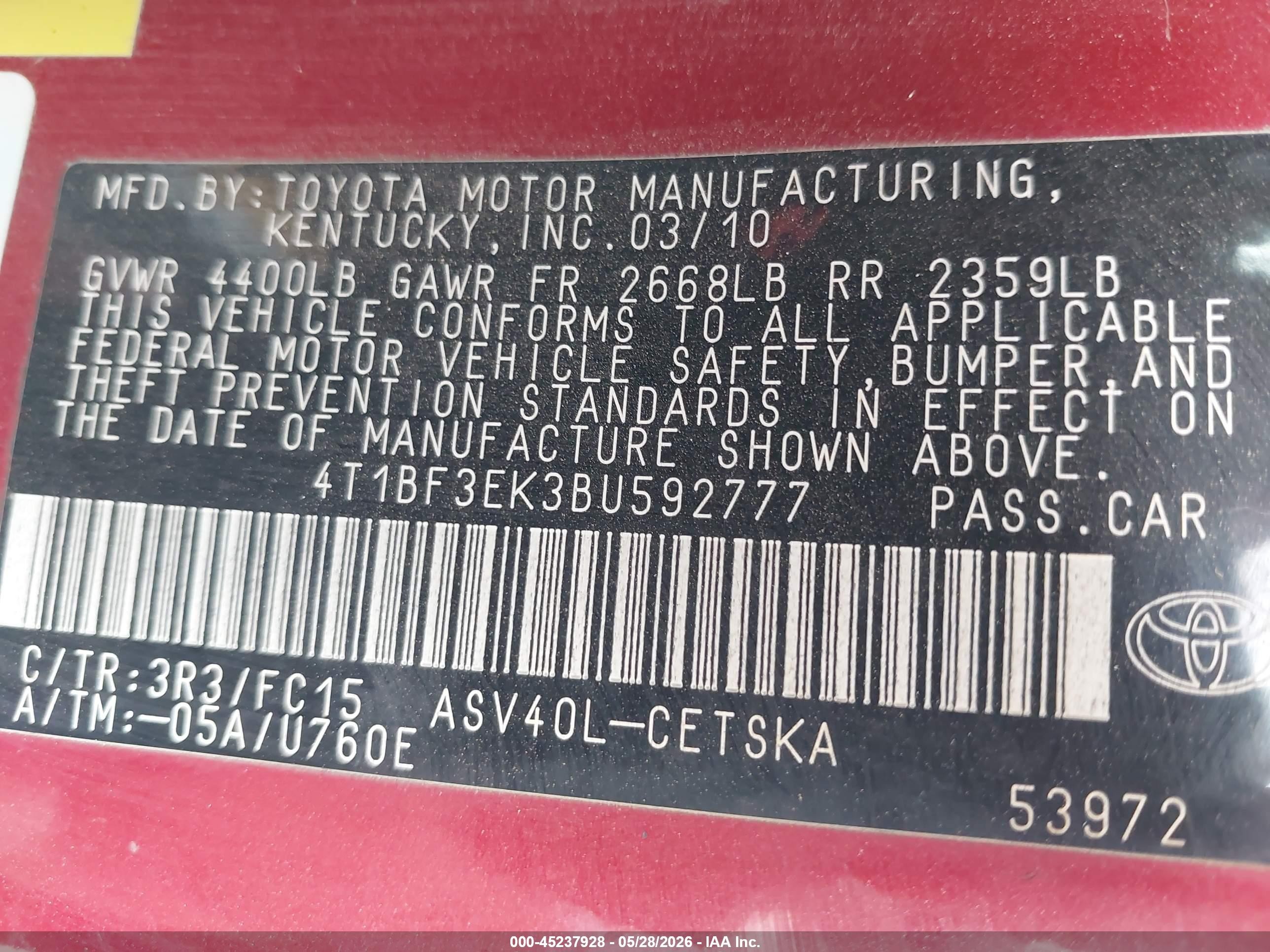 2011 Toyota Camry Se Red vin: 4T1BF3EK3BU592777