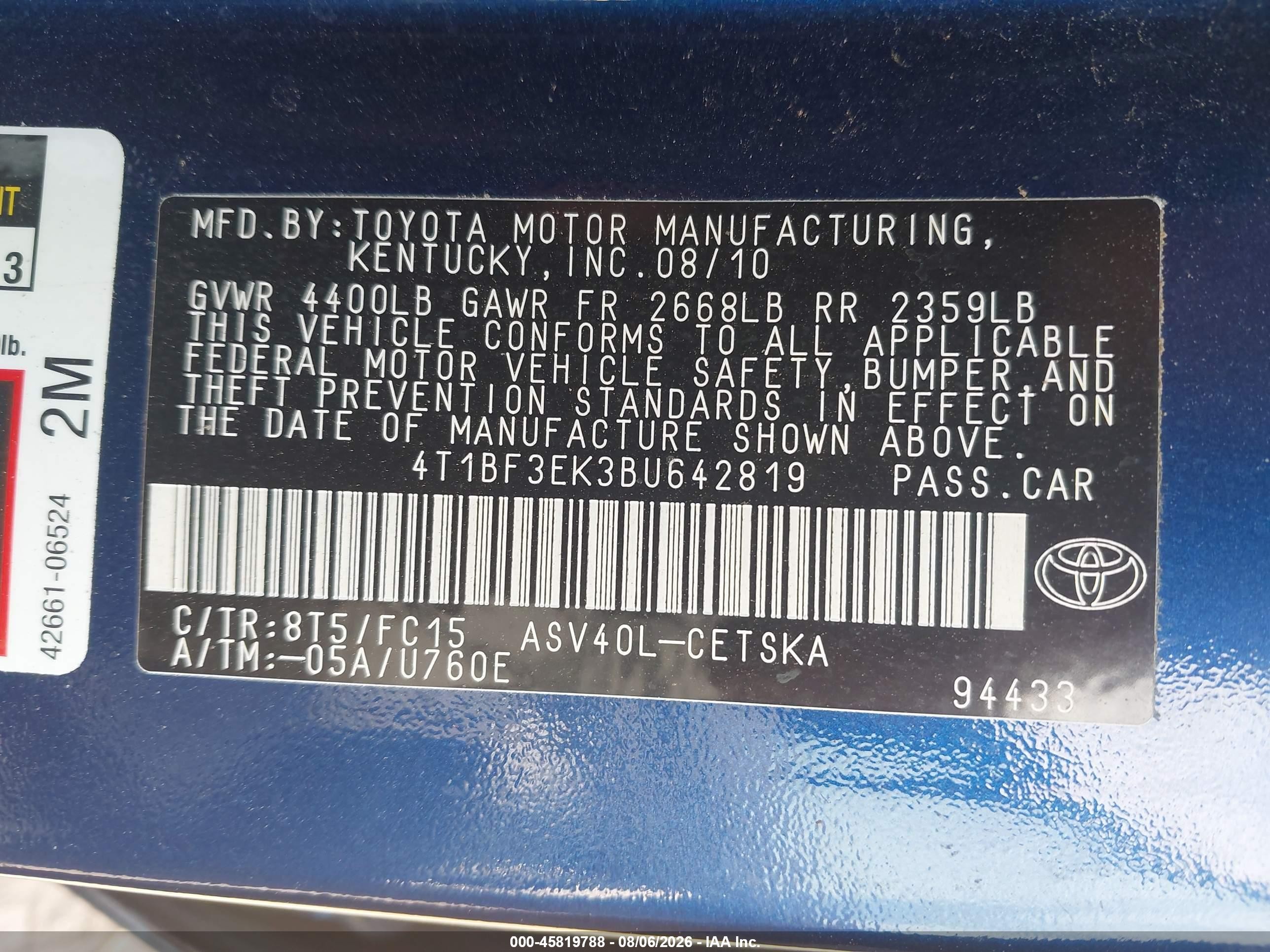 2011 Toyota Camry Se Blue vin: 4T1BF3EK3BU642819