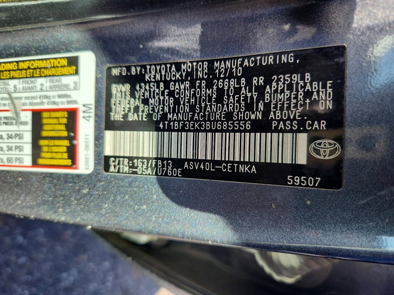 2011 Toyota Camry Le Gray vin: 4T1BF3EK3BU685556