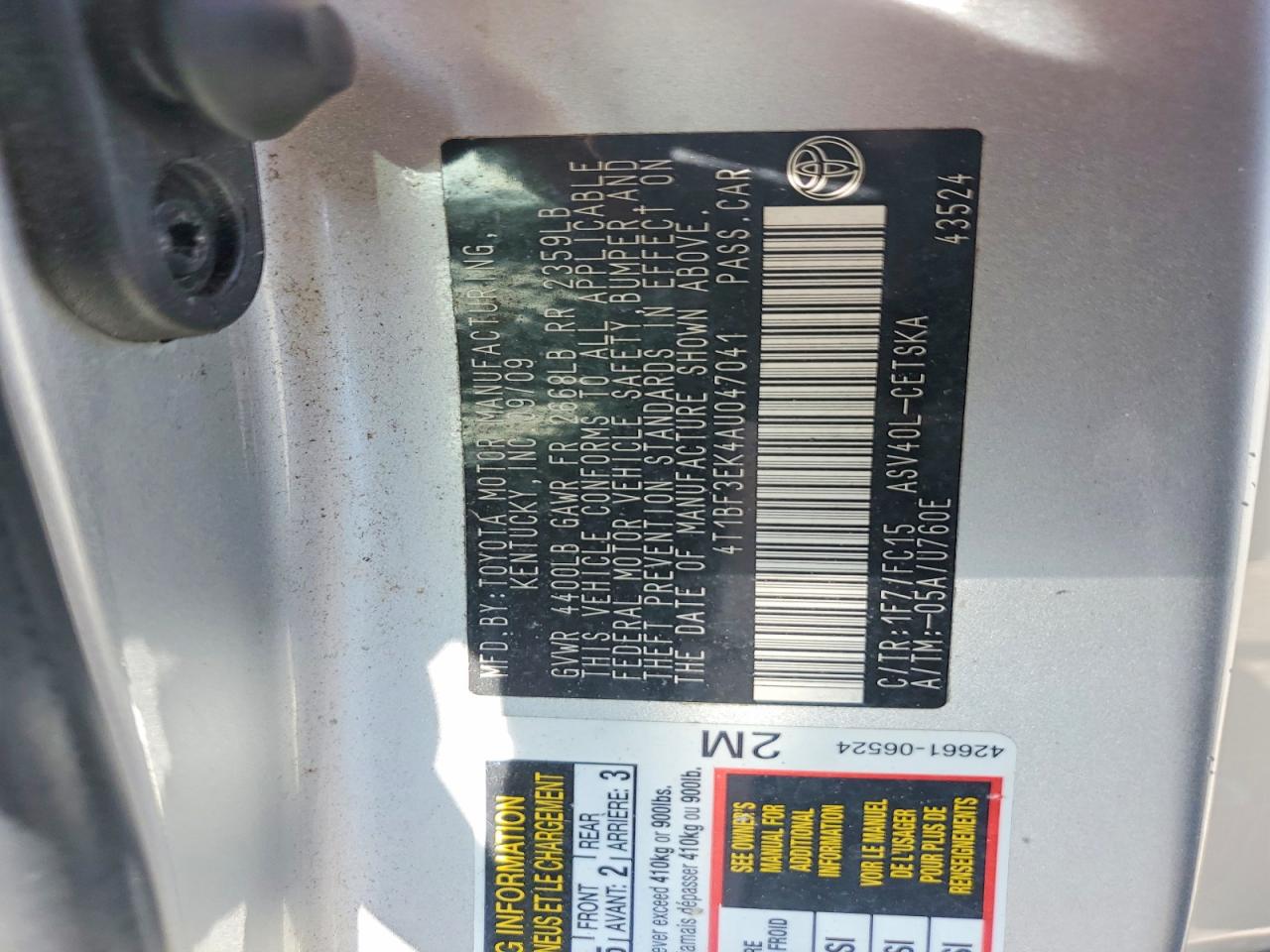 2010 Toyota Camry Se Серебряный vin: 4T1BF3EK4AU047041
