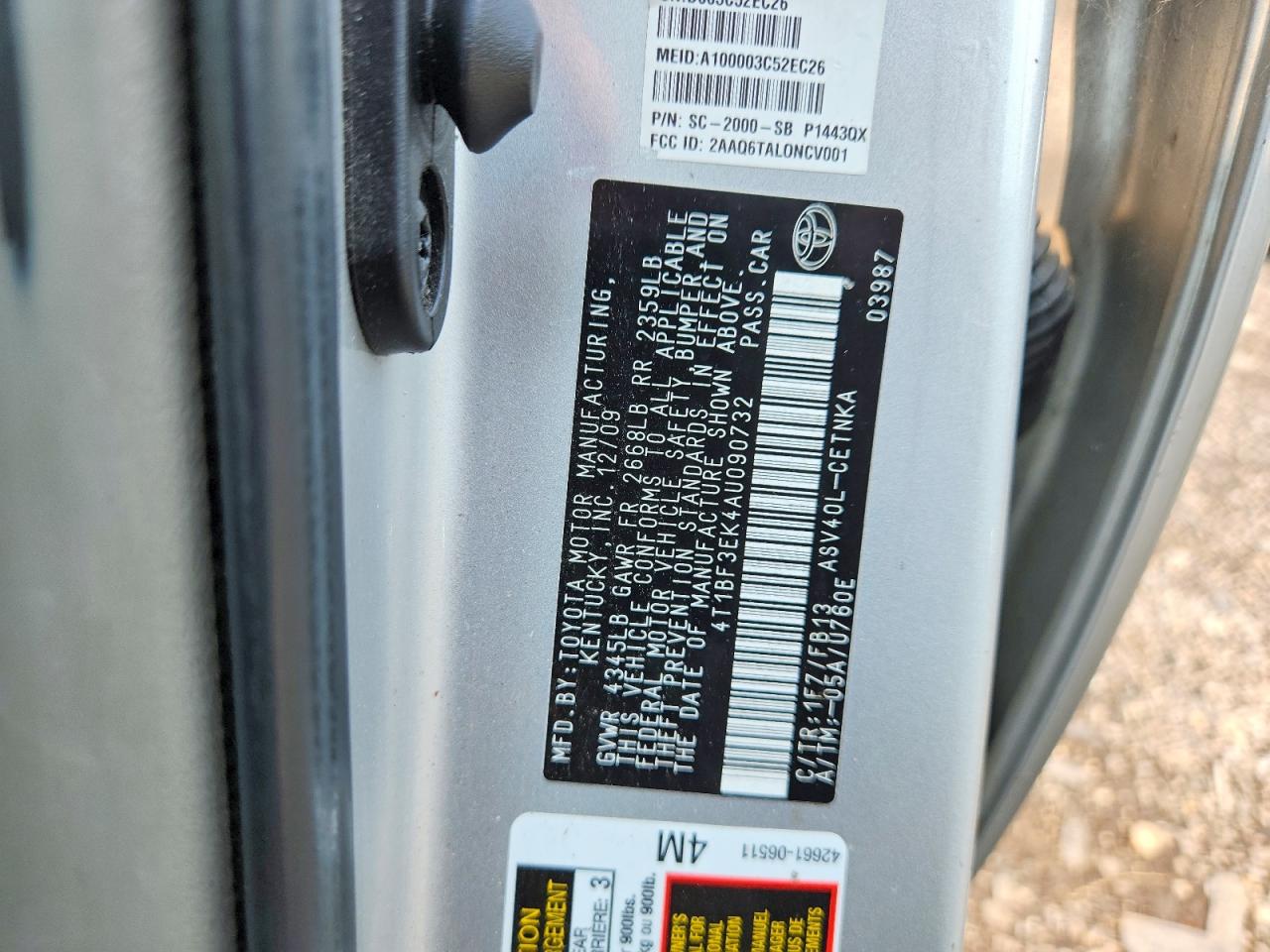 2010 Toyota Camry Le Silver vin: 4T1BF3EK4AU090732