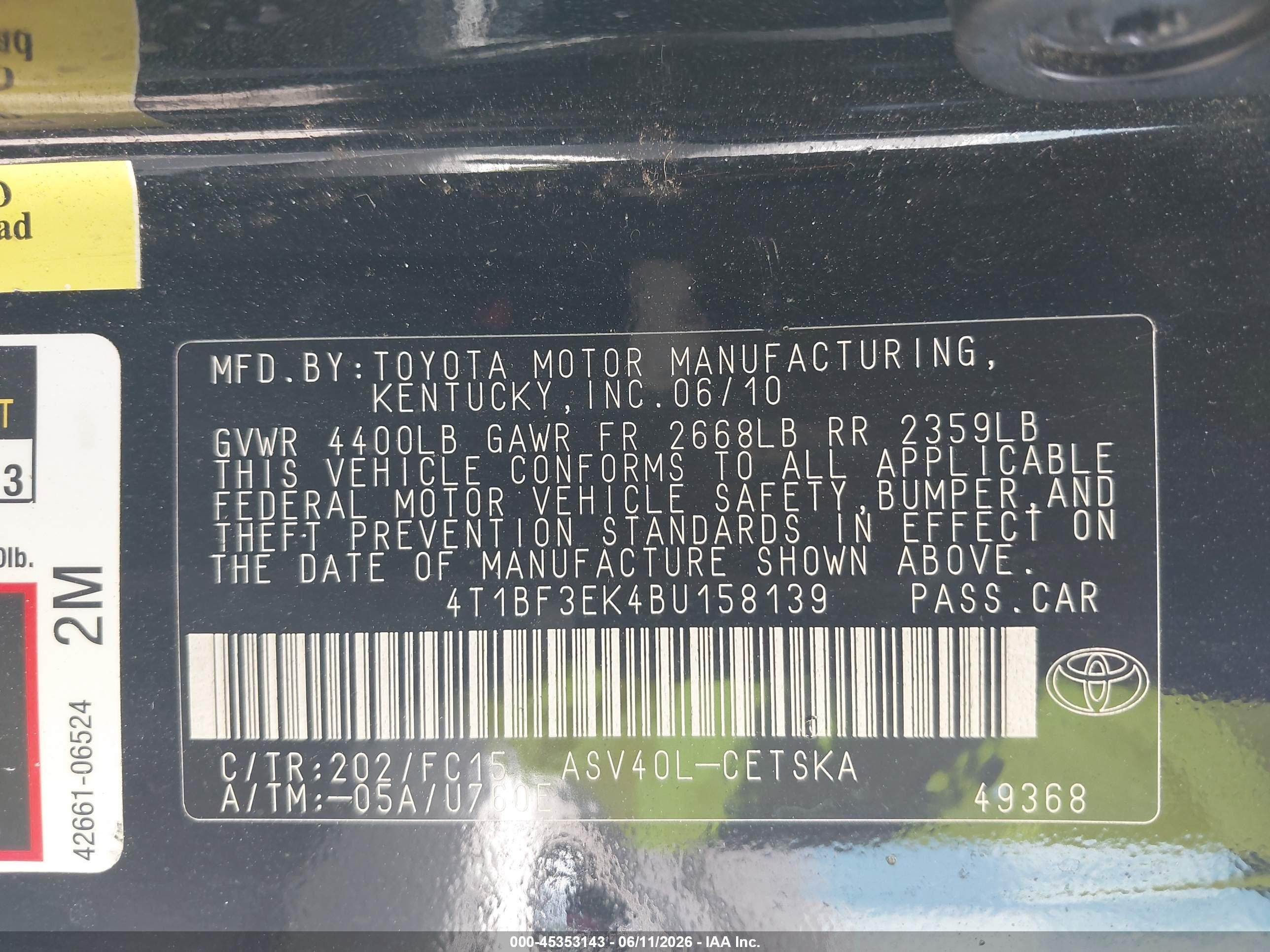 2011 Toyota Camry Se Black vin: 4T1BF3EK4BU158139