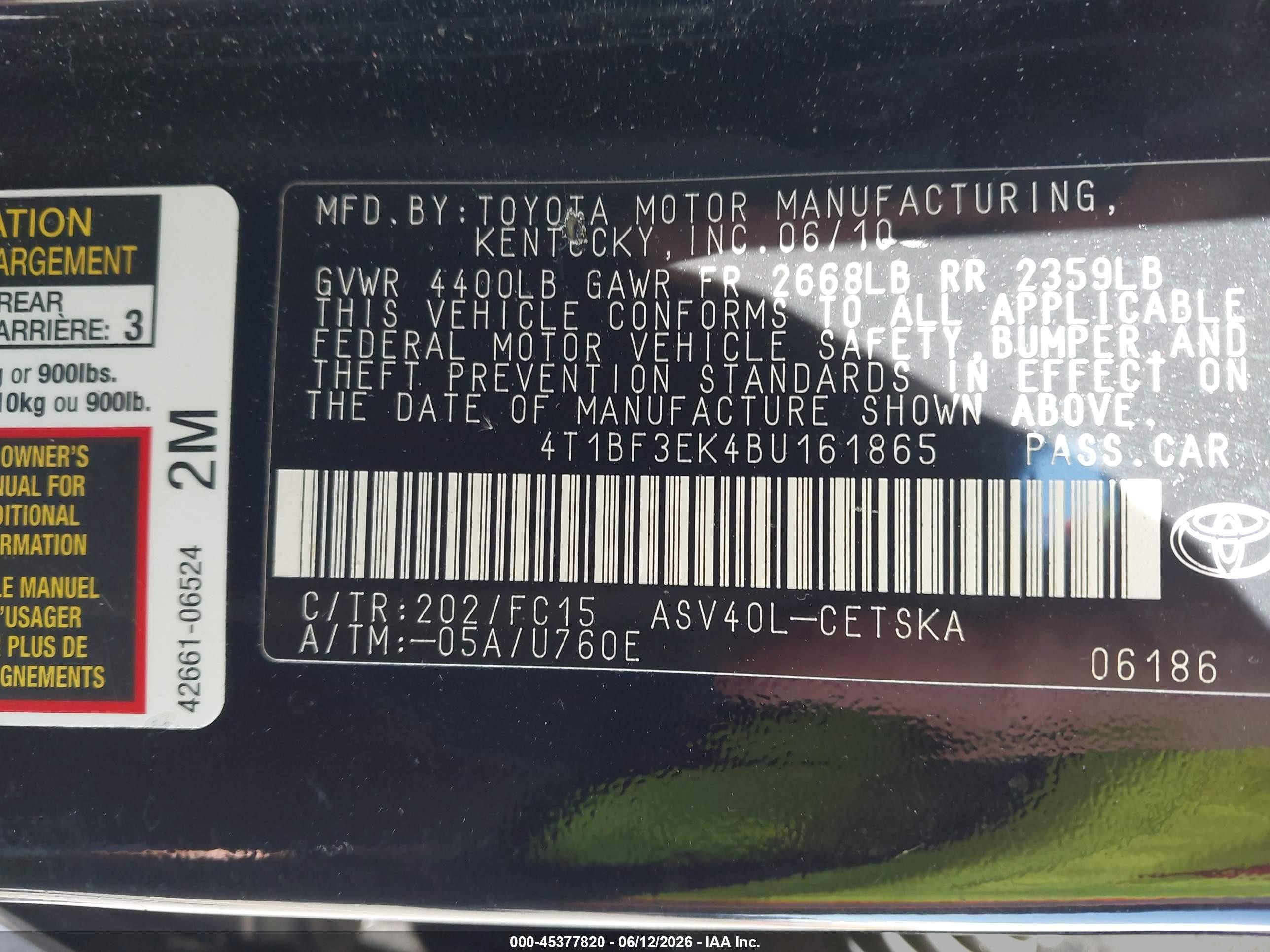 2011 Toyota Camry Se Black vin: 4T1BF3EK4BU161865