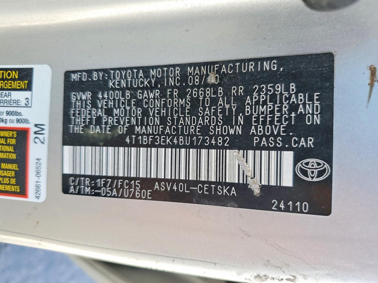 2011 Toyota Camry Se Silver vin: 4T1BF3EK4BU173482