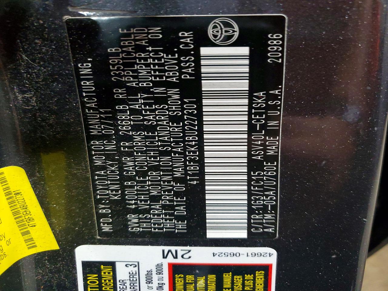 2011 Toyota Camry Se Gray vin: 4T1BF3EK4BU227301