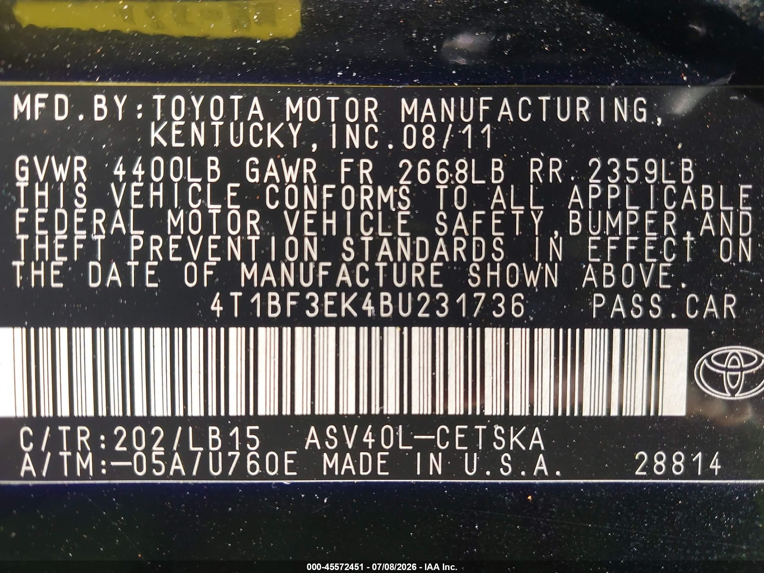 2011 Toyota Camry Se Black vin: 4T1BF3EK4BU231736
