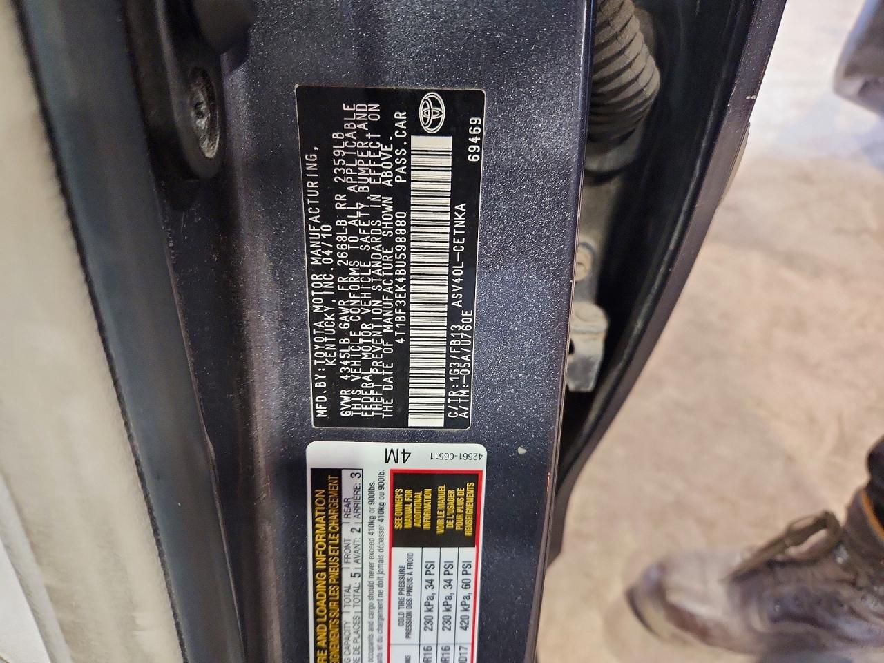 2011 Toyota Camry Le Charcoal vin: 4T1BF3EK4BU598880