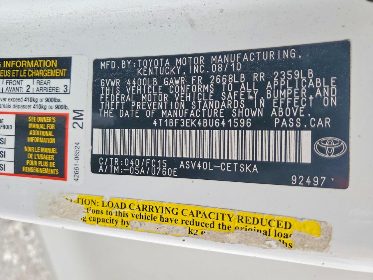 2011 Toyota Camry Se White vin: 4T1BF3EK4BU641596