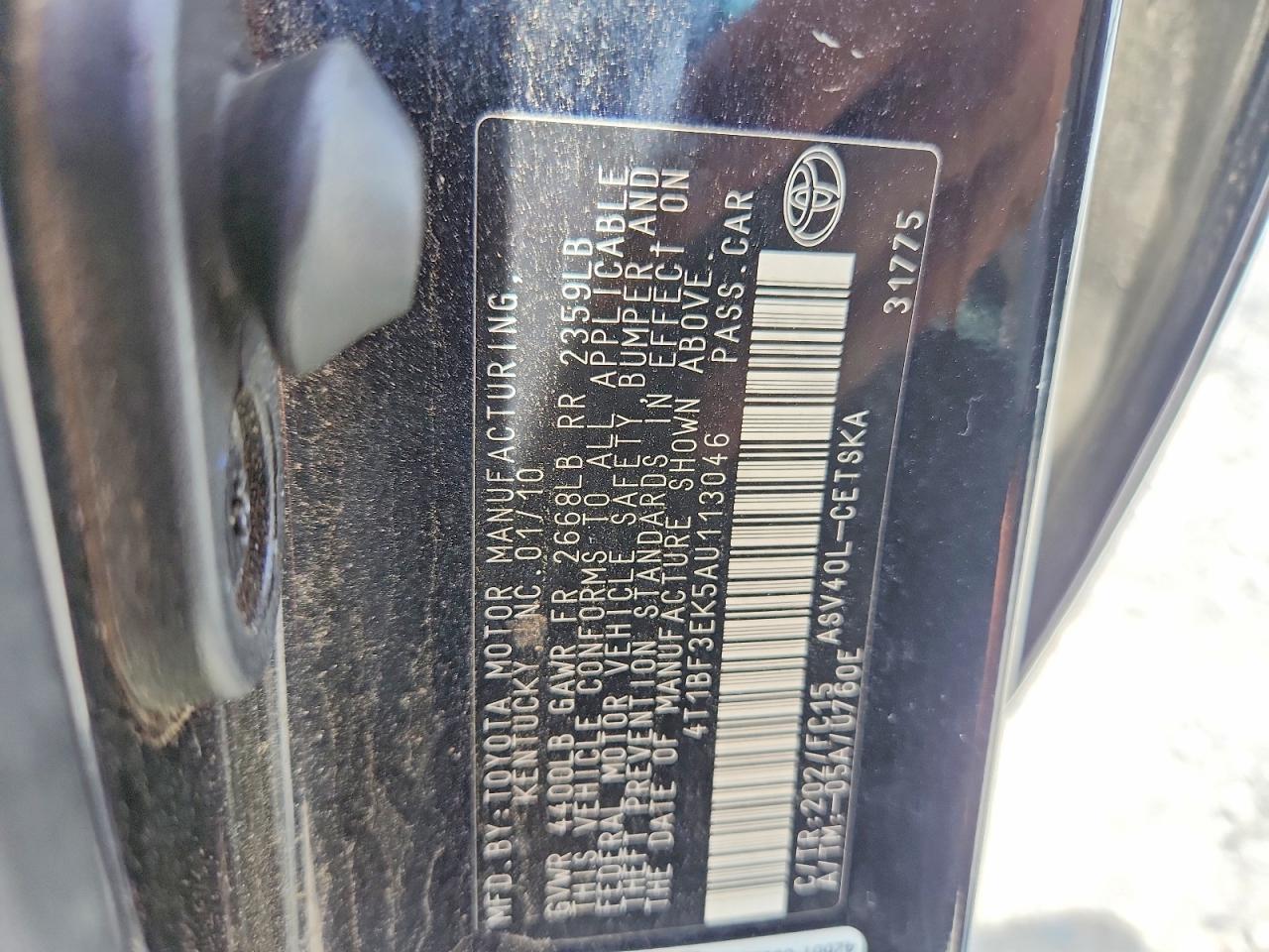 2010 Toyota Camry Se Черный vin: 4T1BF3EK5AU113046