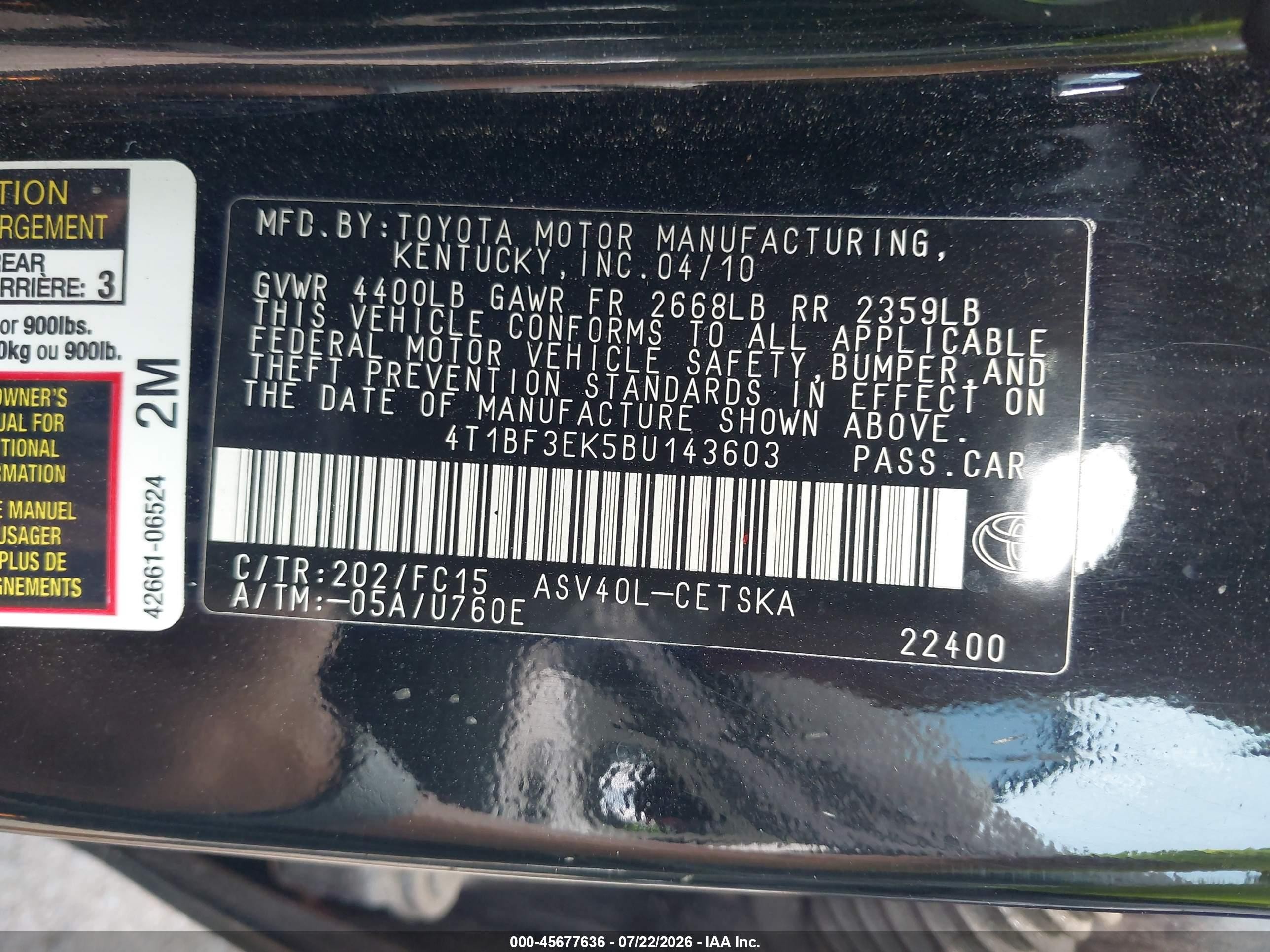 2011 Toyota Camry Se Черный vin: 4T1BF3EK5BU143603