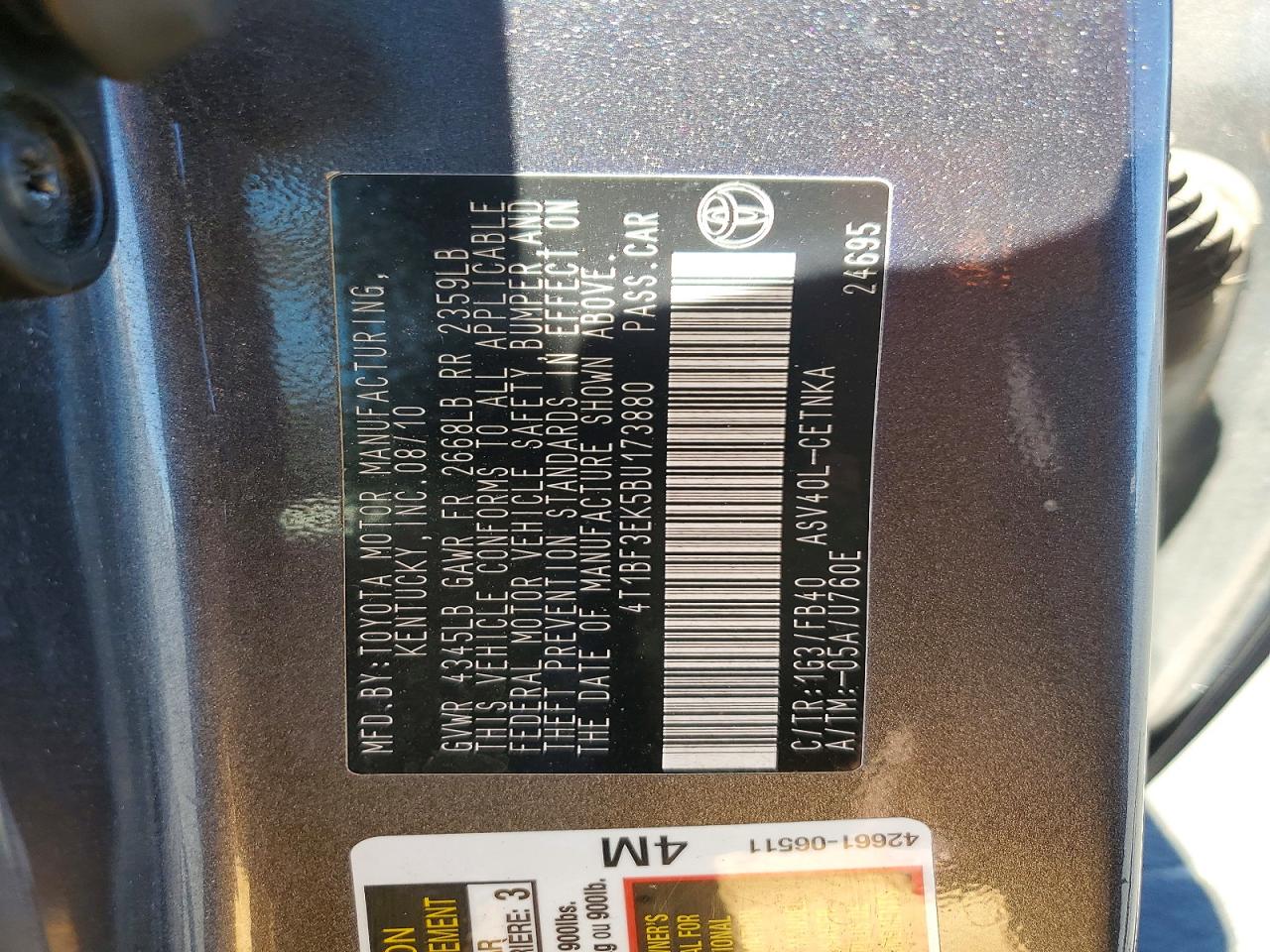 2011 Toyota Camry Le Gray vin: 4T1BF3EK5BU173880