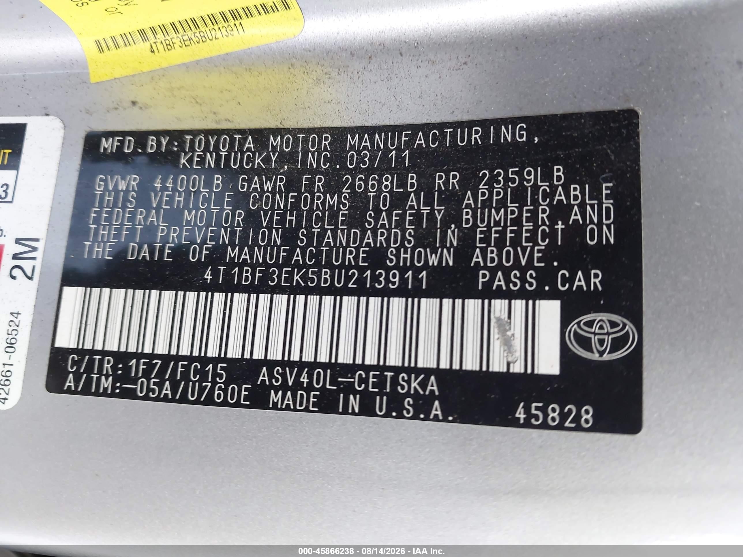 2011 Toyota Camry Se Silver vin: 4T1BF3EK5BU213911