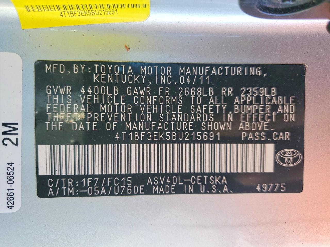 2011 Toyota Camry Se Silver vin: 4T1BF3EK5BU215691