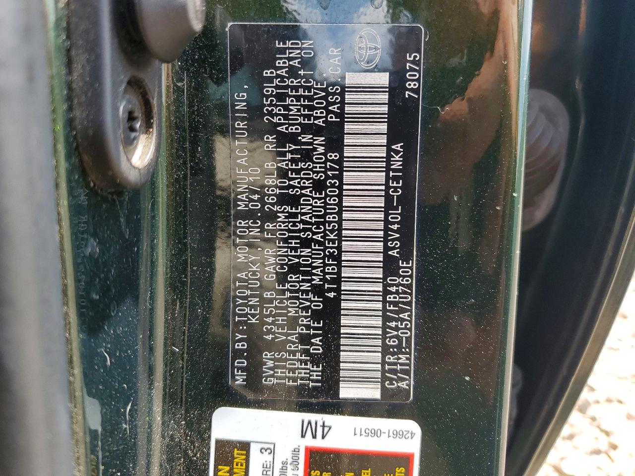 2011 Toyota Camry Le Зеленый vin: 4T1BF3EK5BU603178