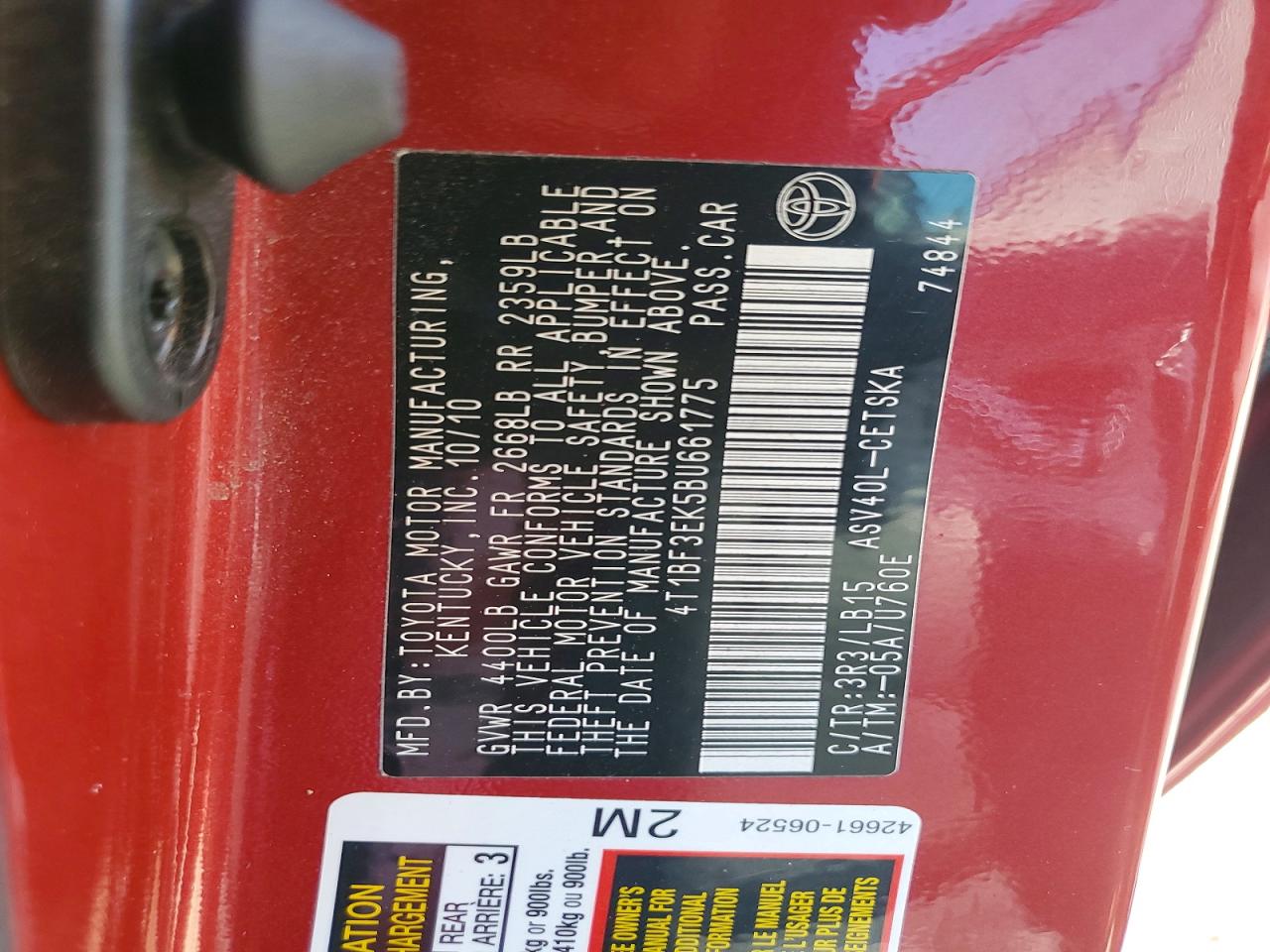 2011 Toyota Camry Se Red vin: 4T1BF3EK5BU661775