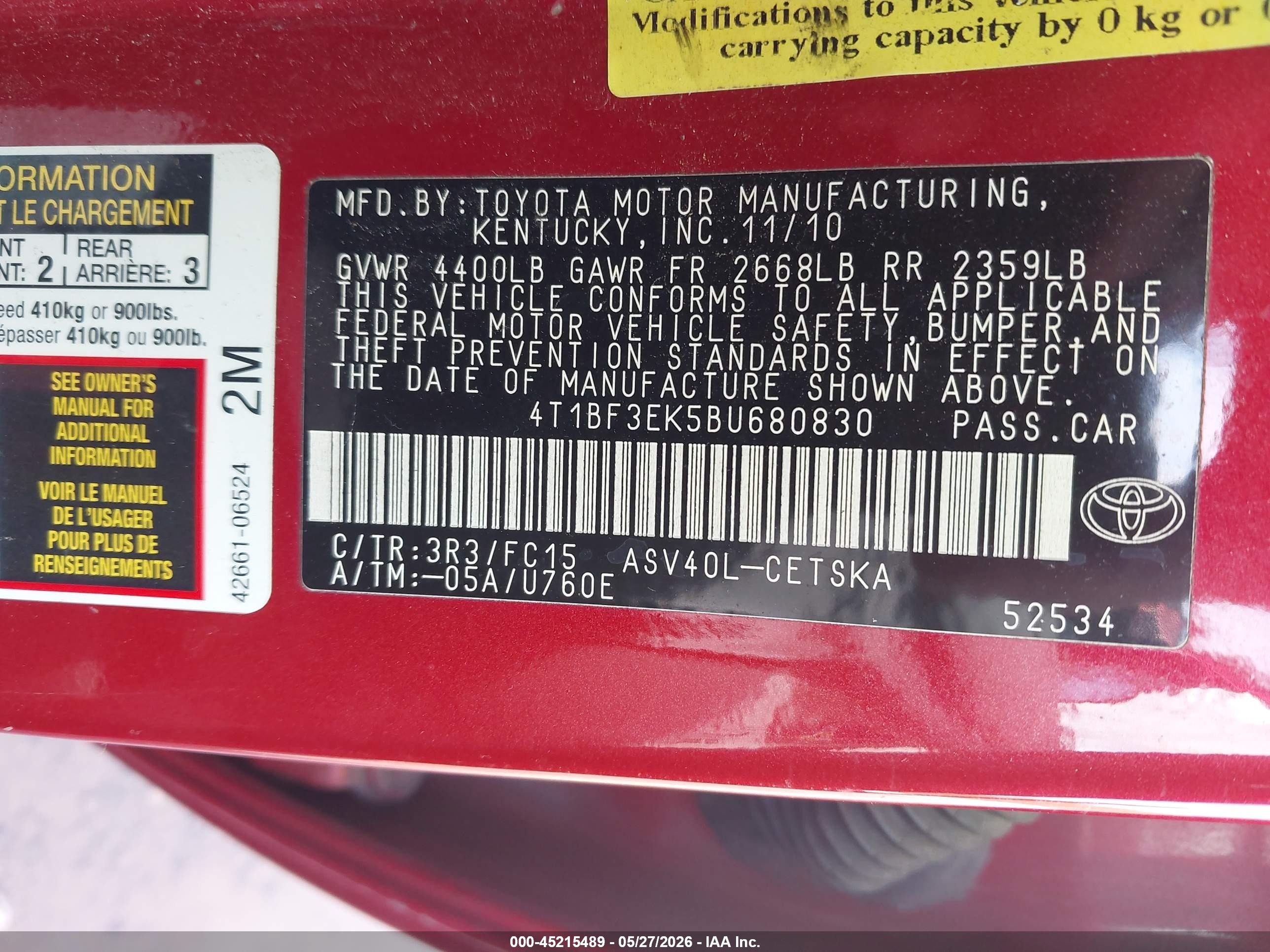 2011 Toyota Camry Se Red vin: 4T1BF3EK5BU680830