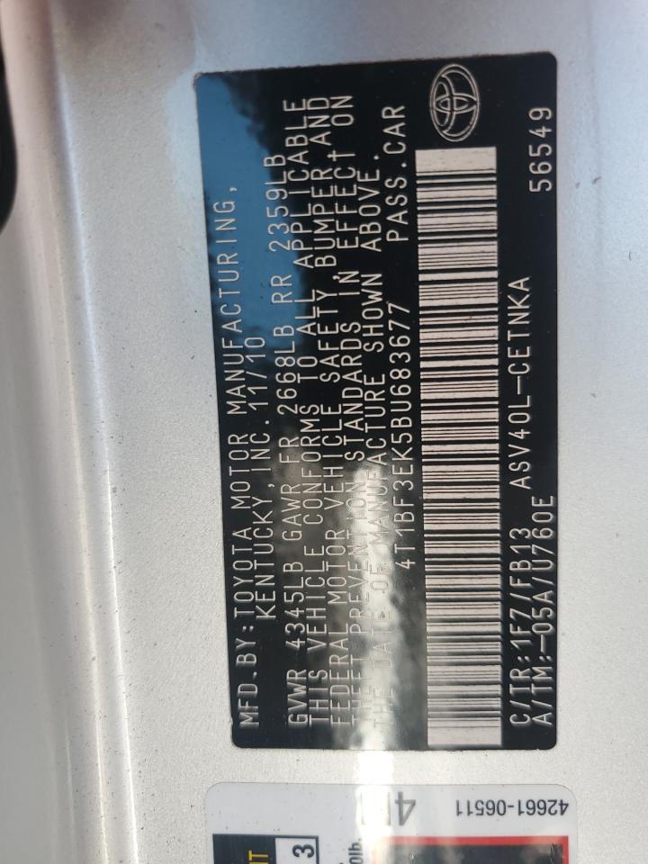 2011 Toyota Camry Le Серебряный vin: 4T1BF3EK5BU683677