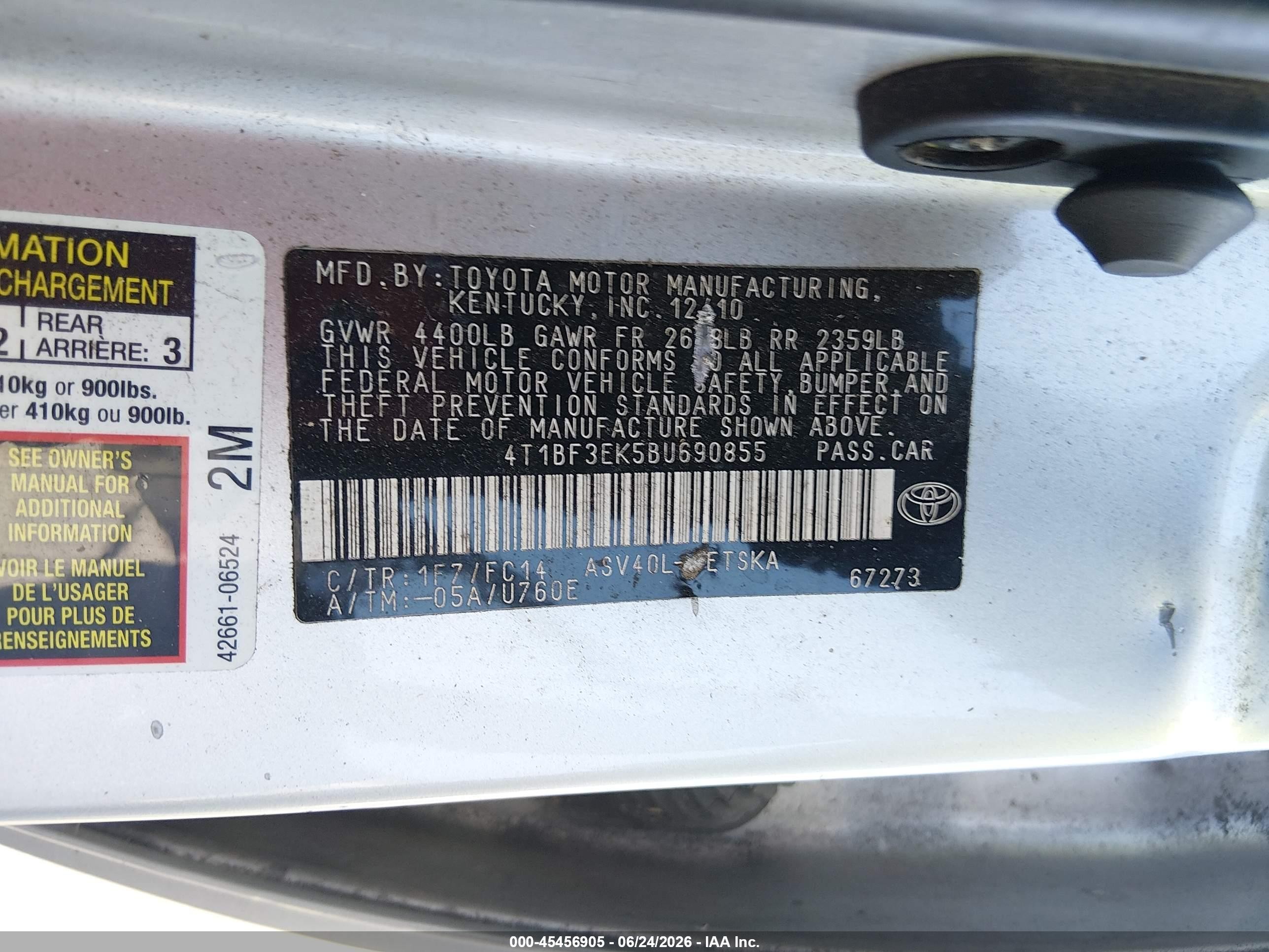 2011 Toyota Camry Se Silver vin: 4T1BF3EK5BU690855