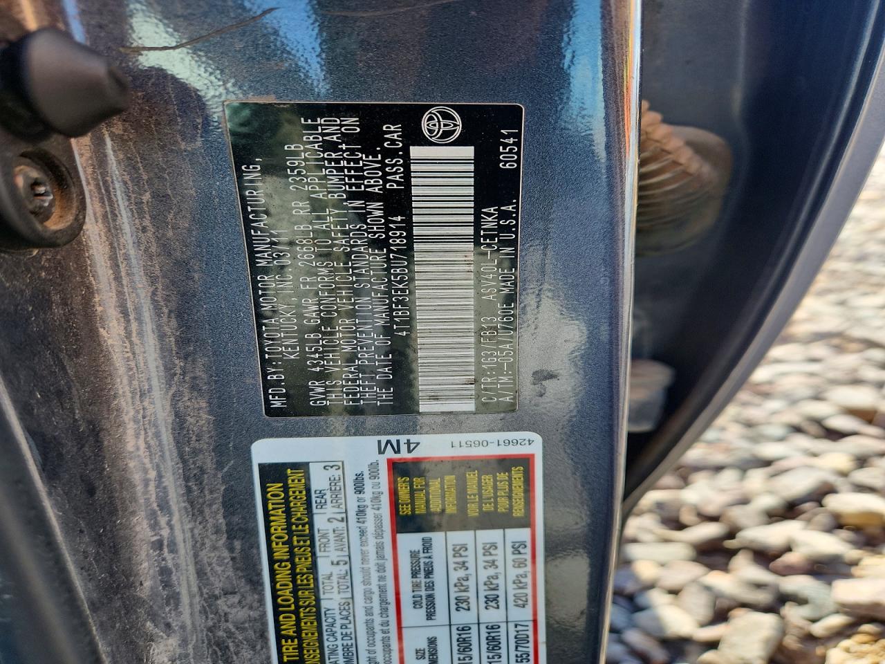 2011 Toyota Camry Le Gray vin: 4T1BF3EK5BU718914