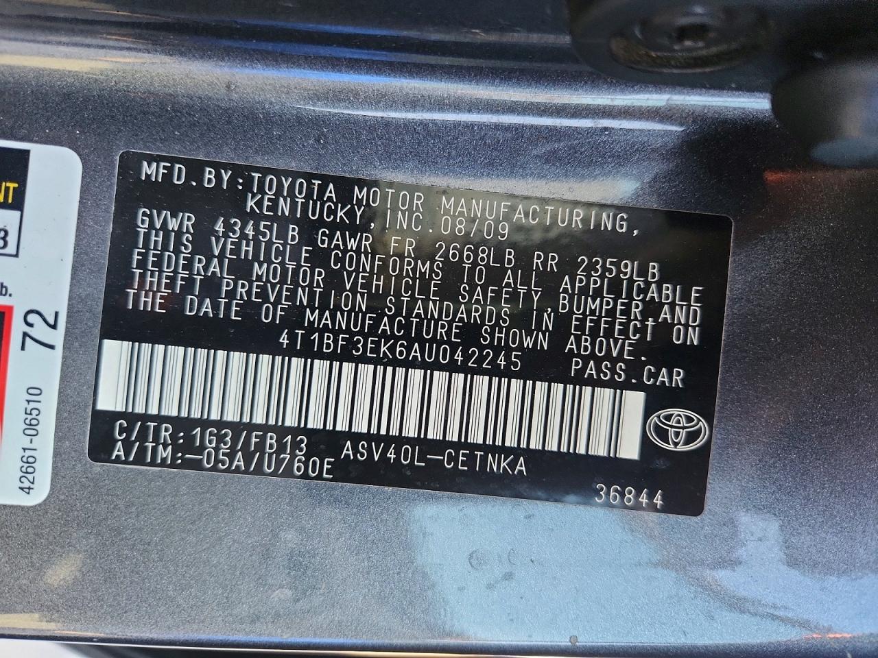 2010 Toyota Camry Le Gray vin: 4T1BF3EK6AU042245