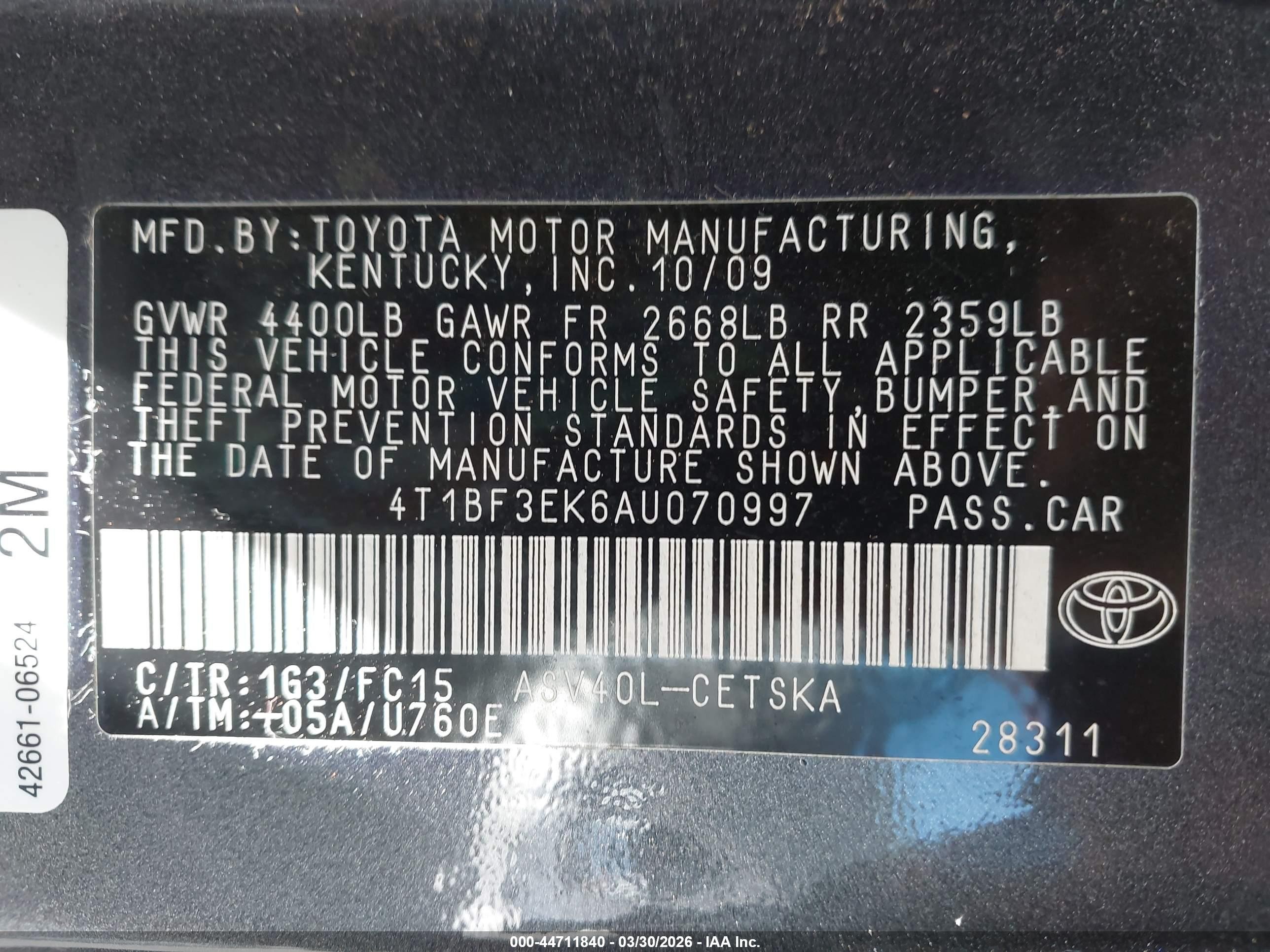 2010 Toyota Camry Se Gray vin: 4T1BF3EK6AU070997