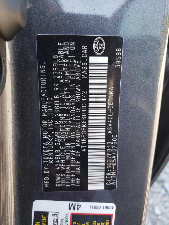 2011 Toyota Camry Base Gray vin: 4T1BF3EK6BU183172