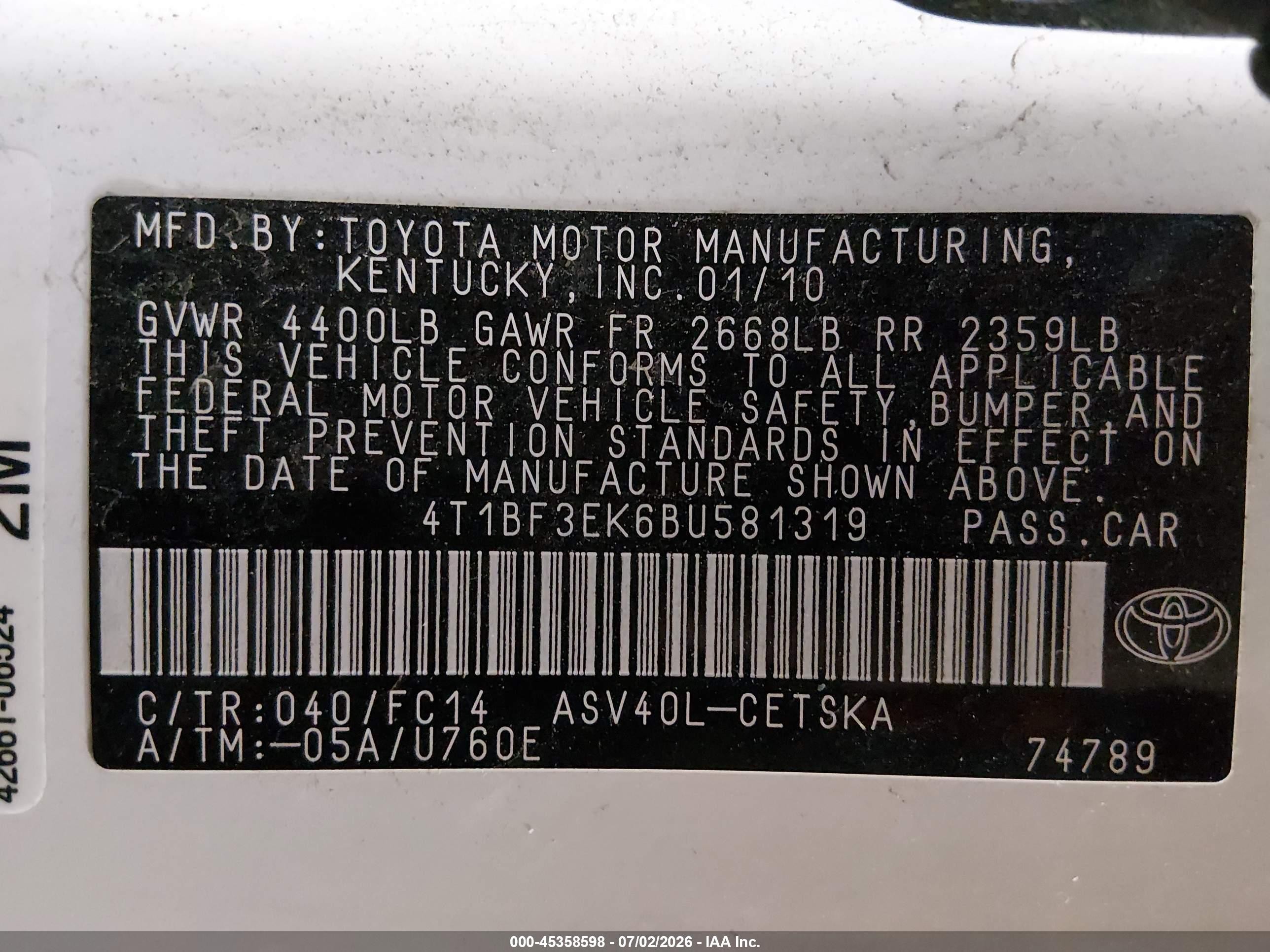 2011 Toyota Camry Se Белый vin: 4T1BF3EK6BU581319