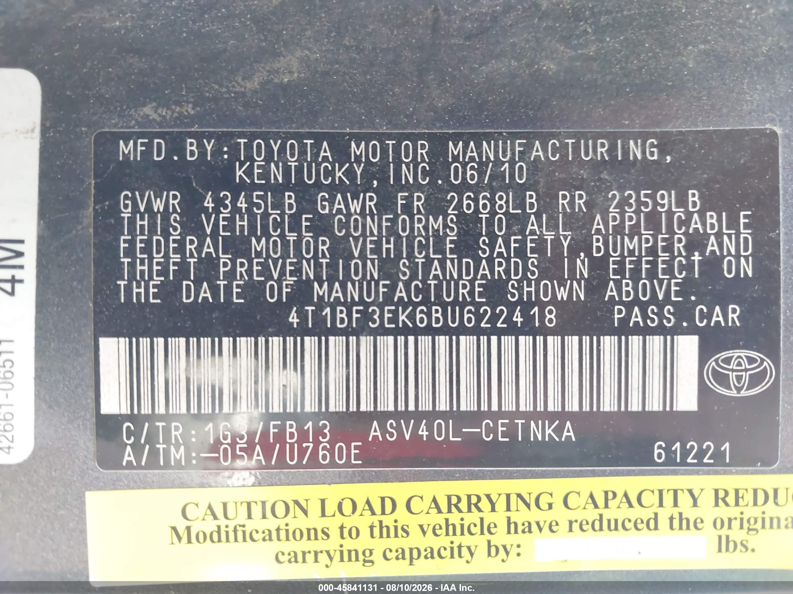 2011 Toyota Camry Le Gray vin: 4T1BF3EK6BU622418