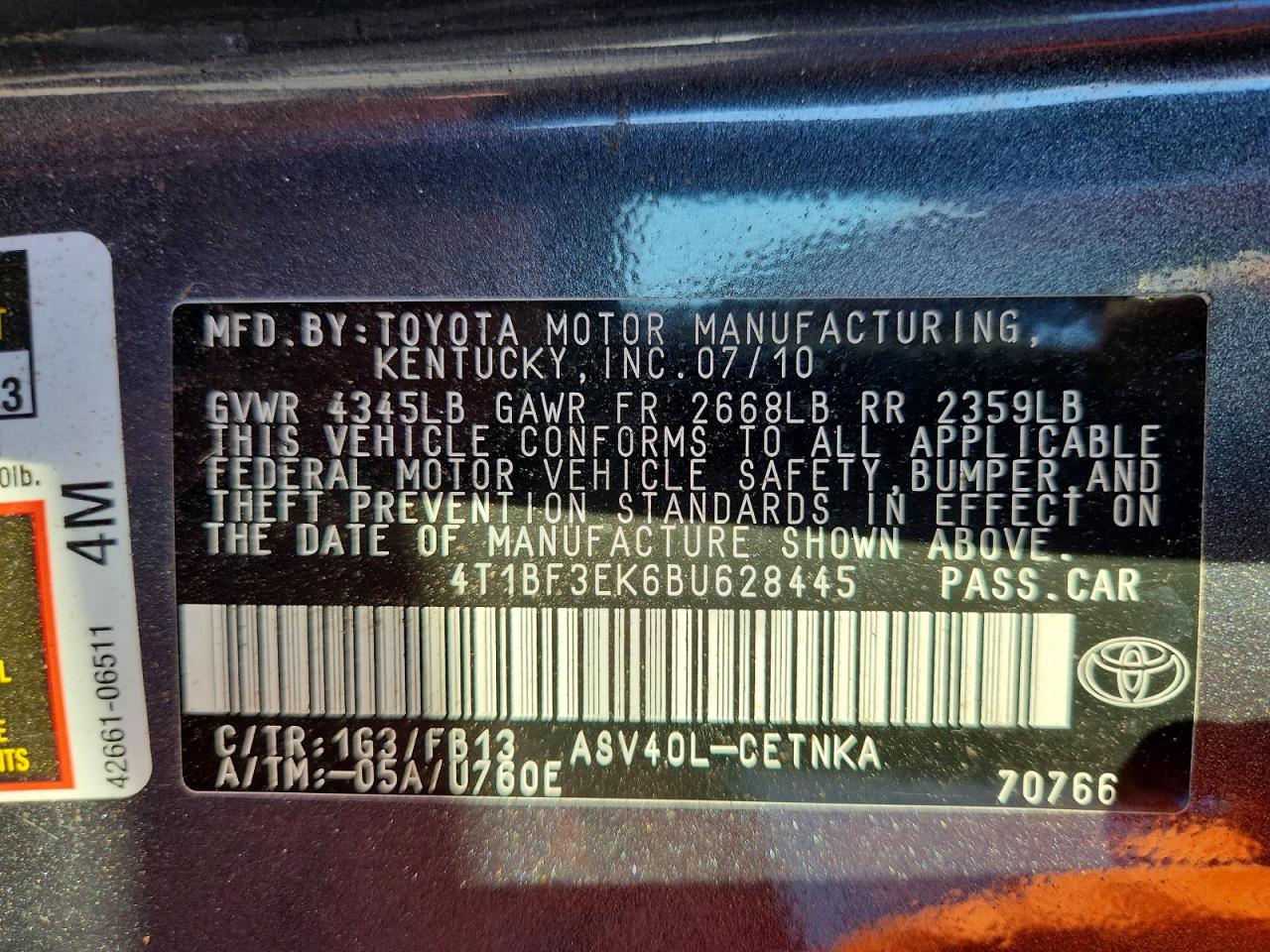2011 Toyota Camry Le Charcoal vin: 4T1BF3EK6BU628445