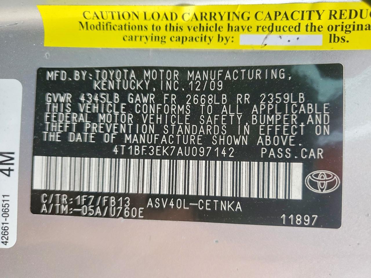 2010 Toyota Camry Le Silver vin: 4T1BF3EK7AU097142