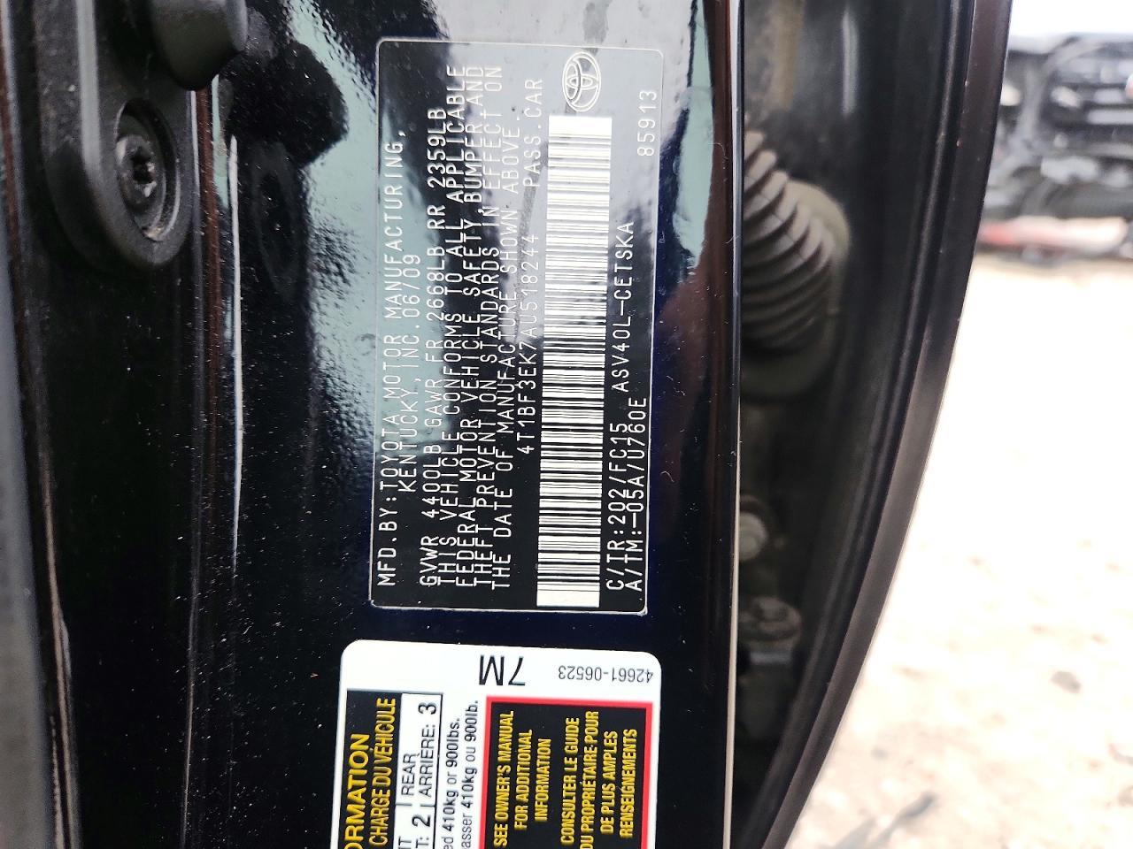 2010 Toyota Camry Se Black vin: 4T1BF3EK7AU518244