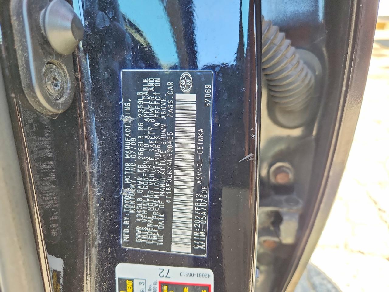 2010 Toyota Camry Le Black vin: 4T1BF3EK7AU528465