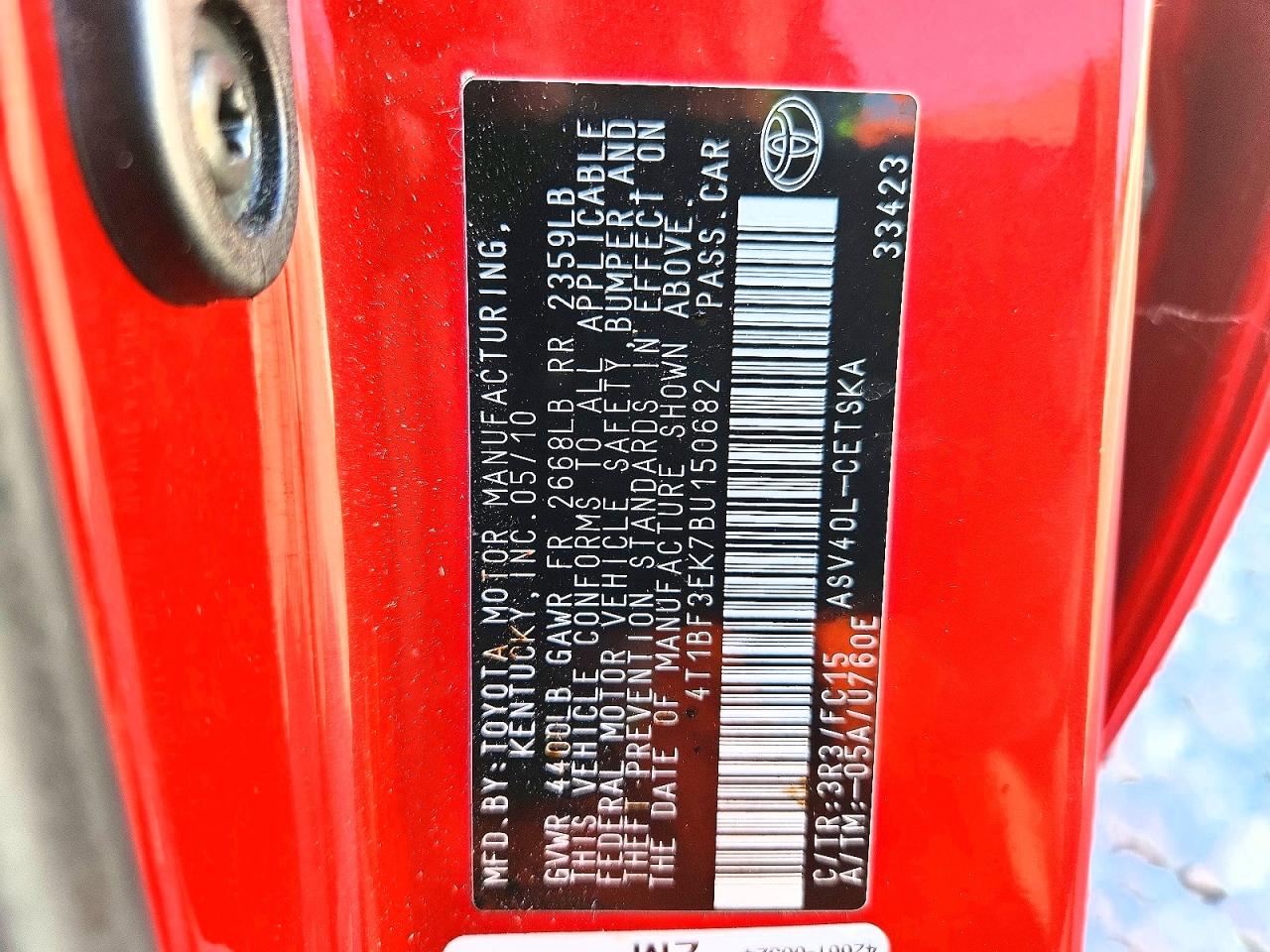 2011 Toyota Camry Se Red vin: 4T1BF3EK7BU150682