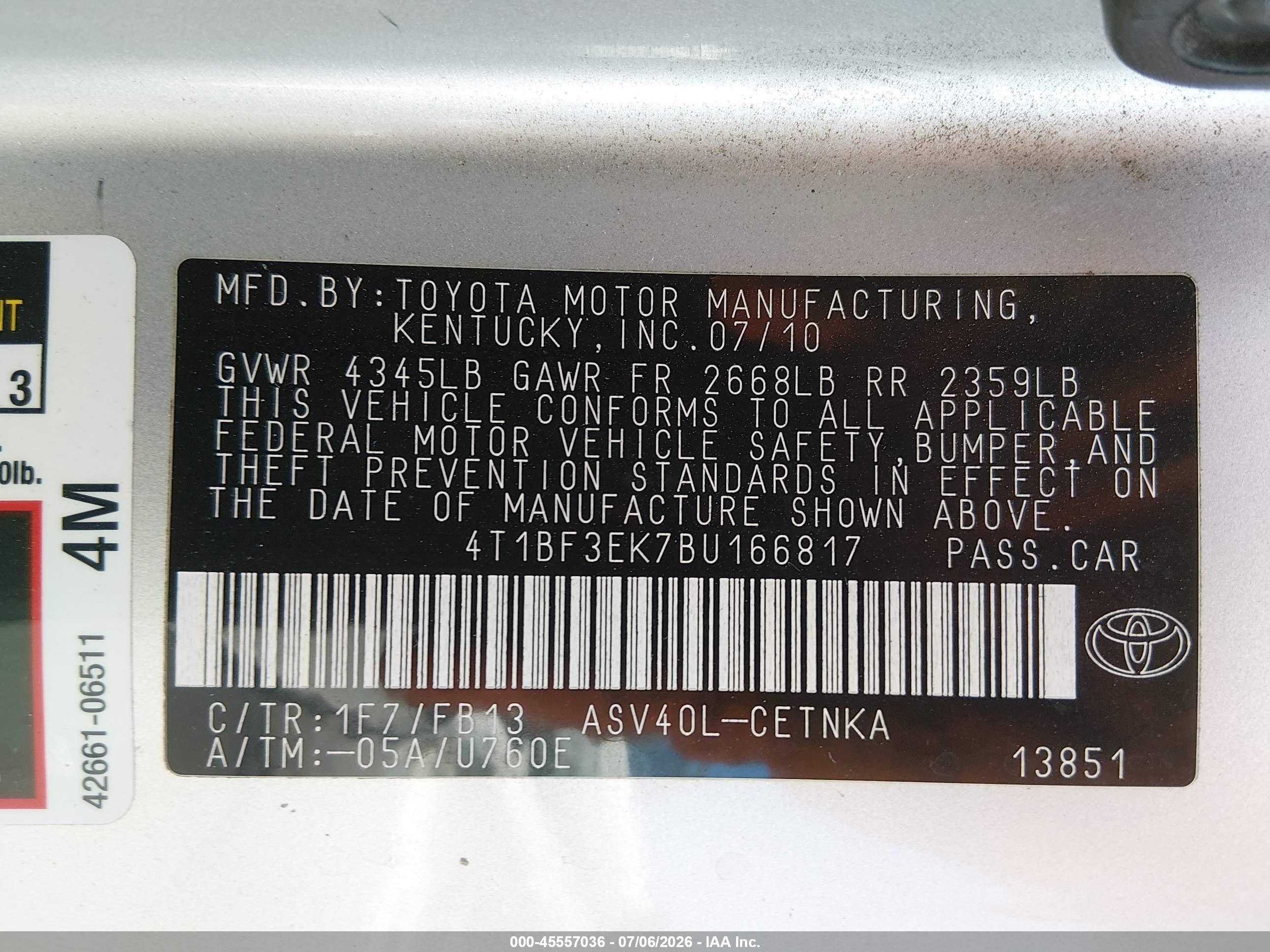 2011 Toyota Camry   Серебряный vin: 4T1BF3EK7BU166817