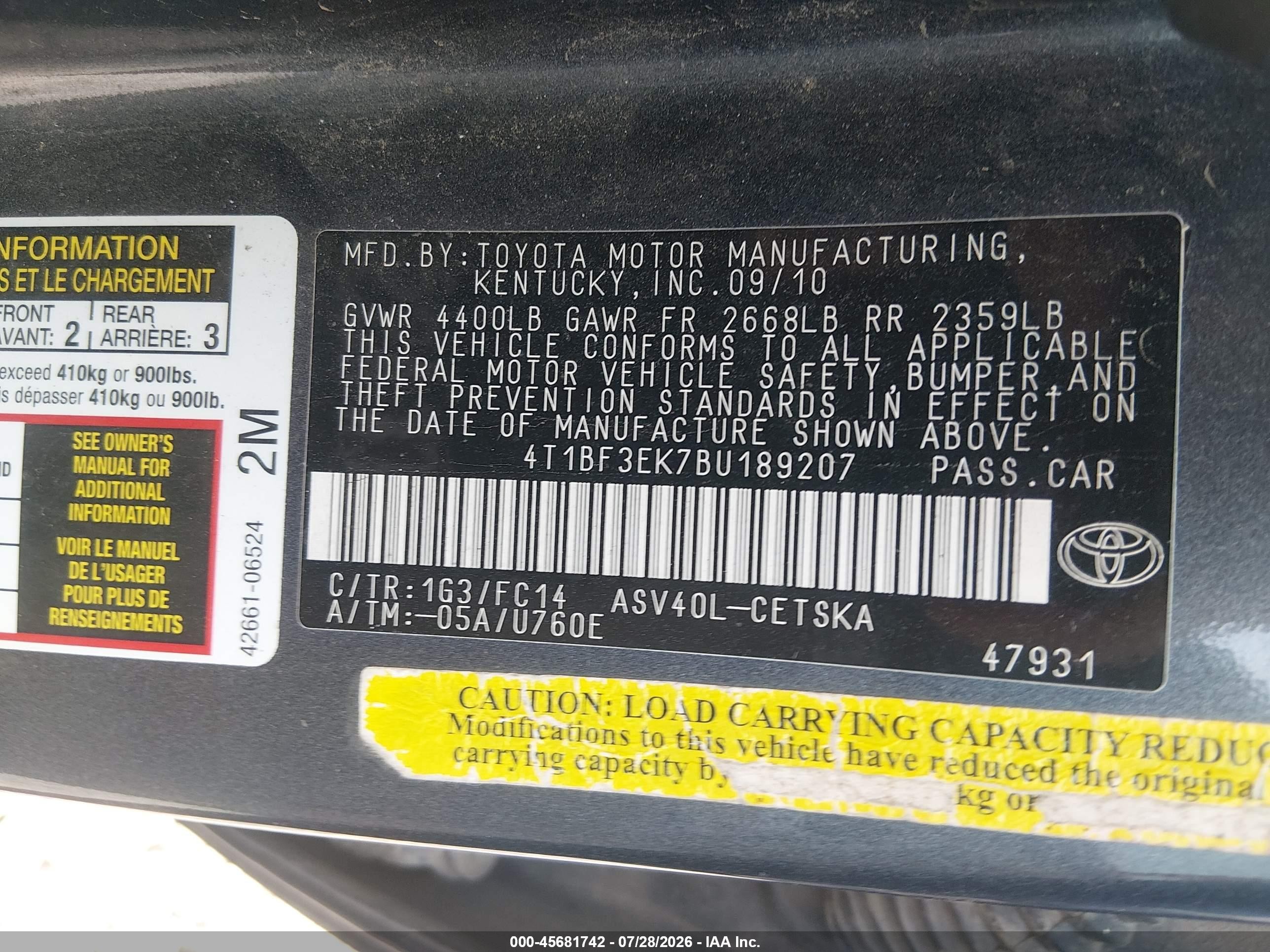 2011 Toyota Camry Se Black vin: 4T1BF3EK7BU189207