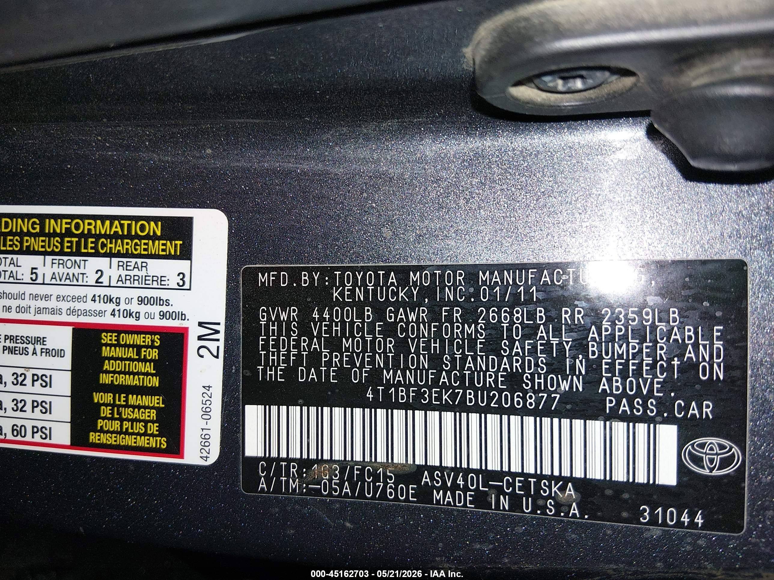 2011 Toyota Camry Se Gray vin: 4T1BF3EK7BU206877
