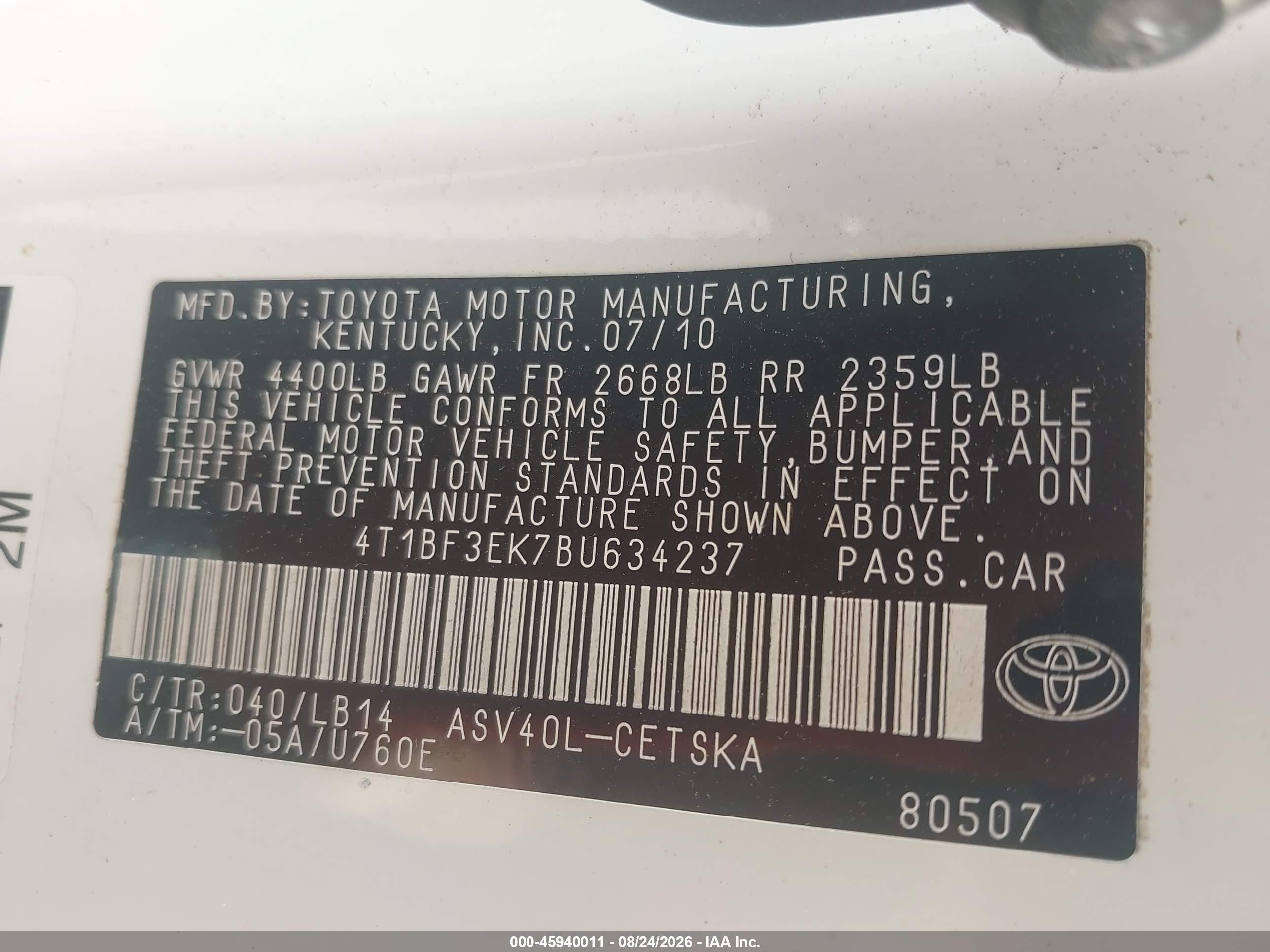 2011 Toyota Camry Se Белый vin: 4T1BF3EK7BU634237