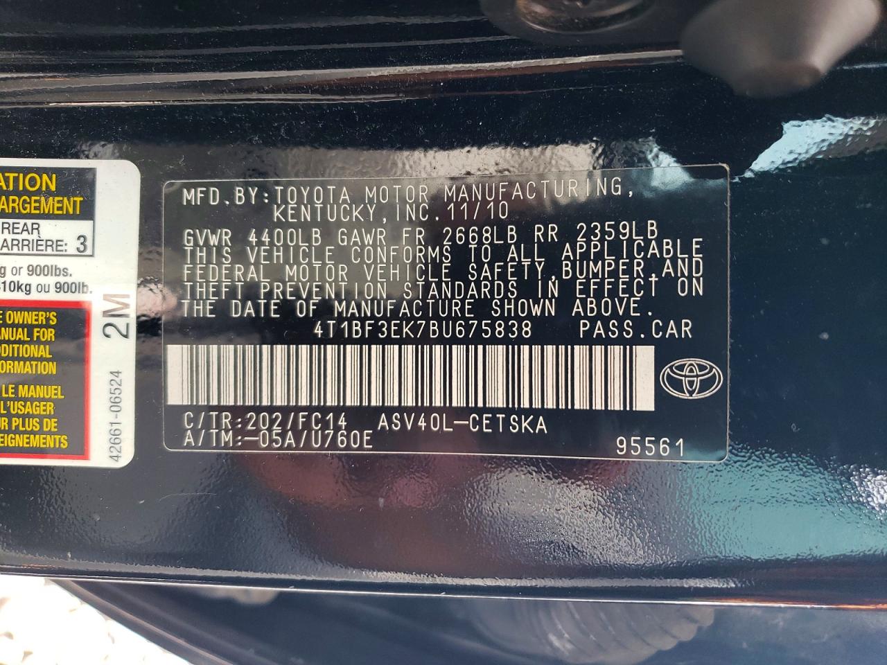 2011 Toyota Camry Se Black vin: 4T1BF3EK7BU675838