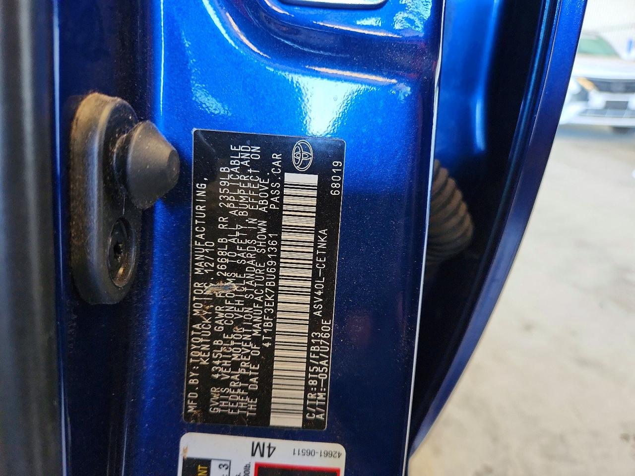 2011 Toyota Camry Blue vin: 4T1BF3EK7BU691361
