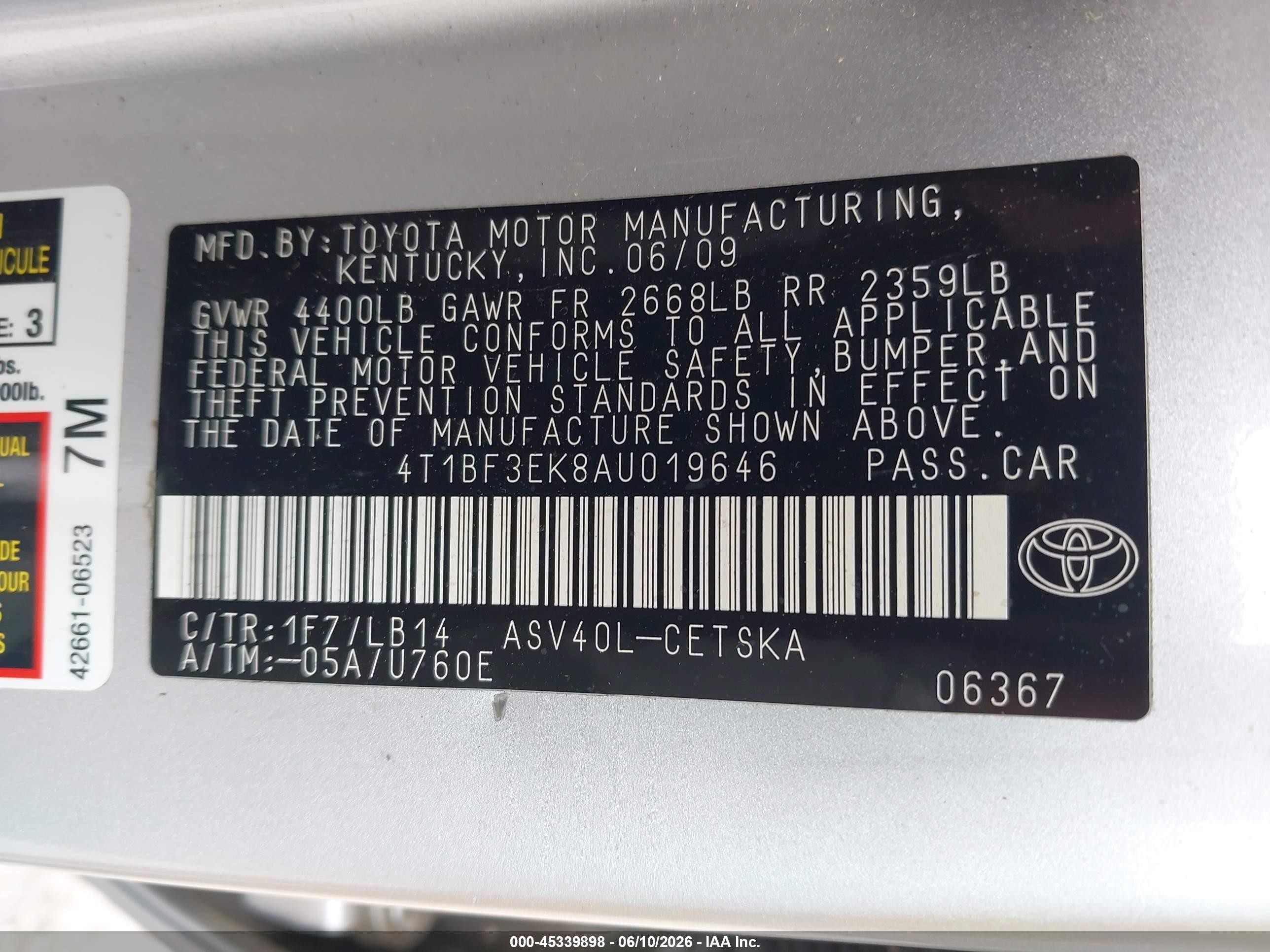 2010 Toyota Camry Se Silver vin: 4T1BF3EK8AU019646