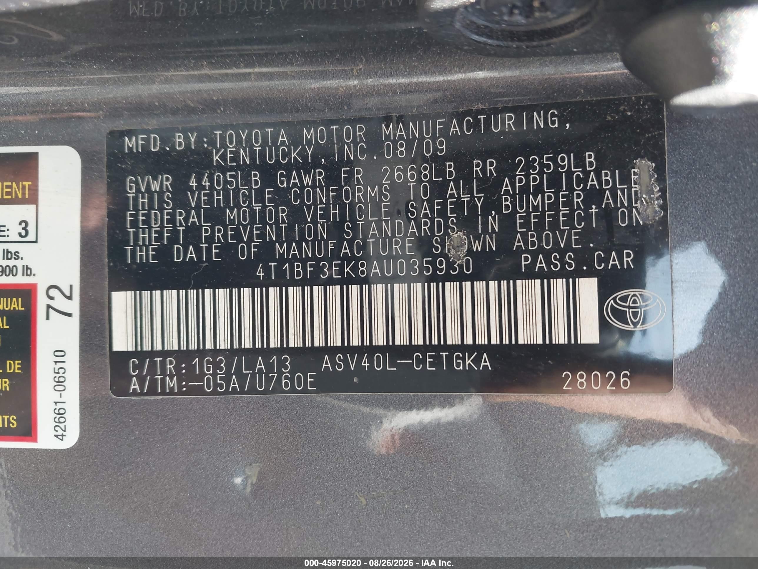 2010 Toyota Camry Xle Серый vin: 4T1BF3EK8AU035930