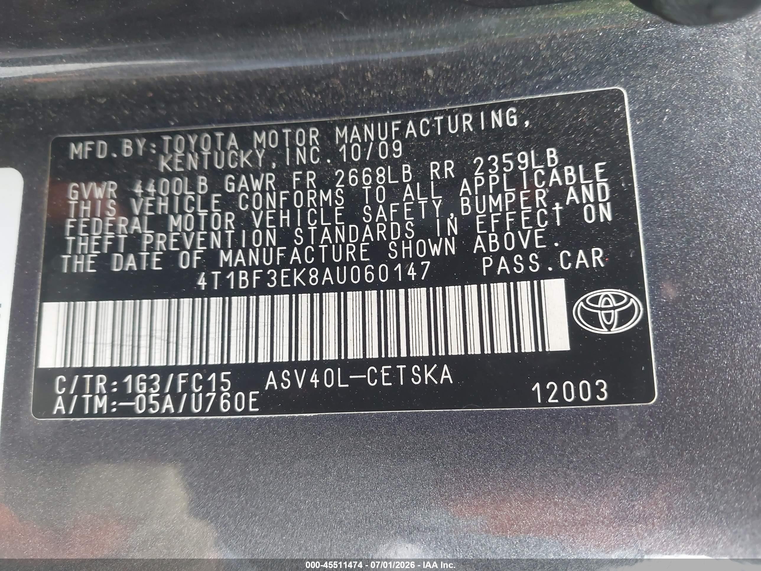 2010 Toyota Camry Se Gray vin: 4T1BF3EK8AU060147