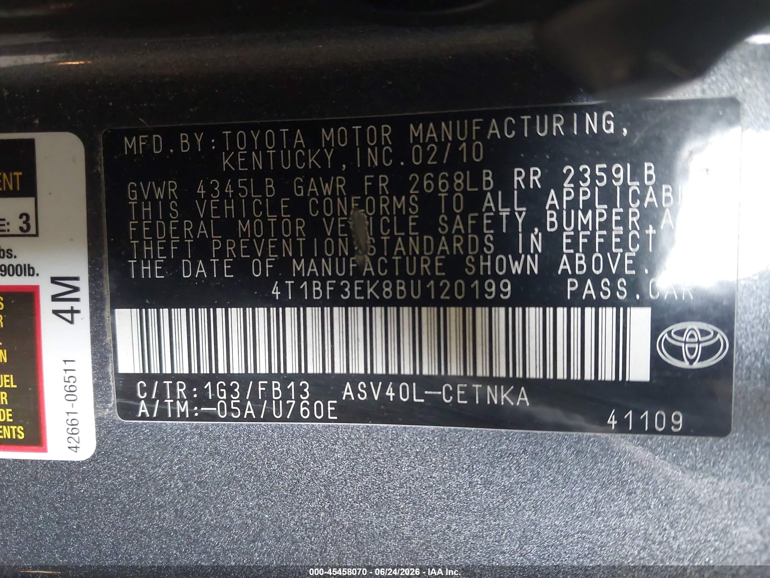 2011 Toyota Camry Le Gray vin: 4T1BF3EK8BU120199