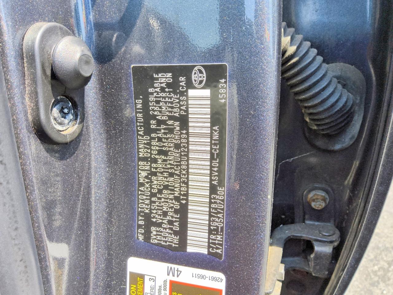 2011 Toyota Camry Le Charcoal vin: 4T1BF3EK8BU123894