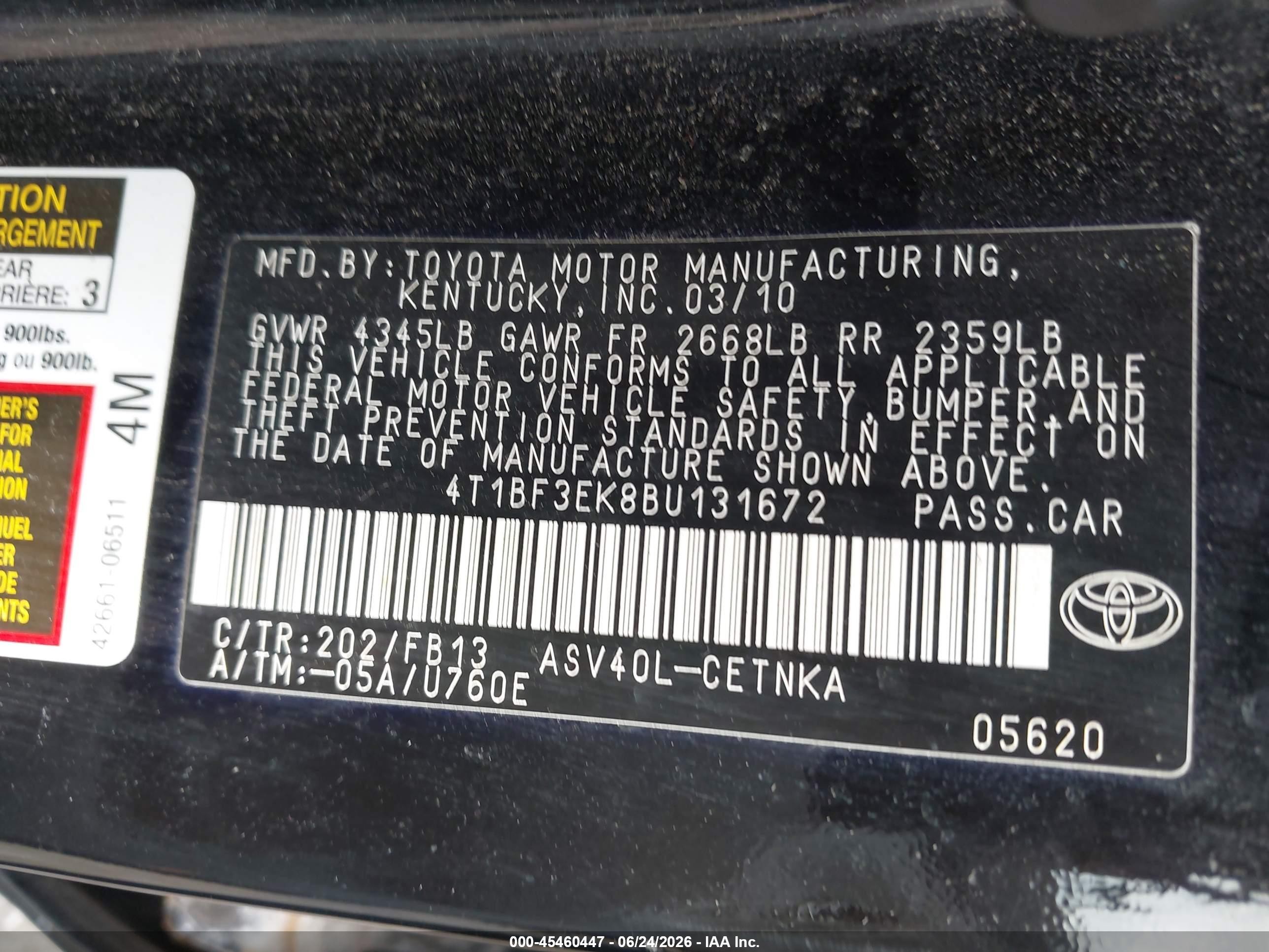 2011 Toyota Camry Le Black vin: 4T1BF3EK8BU131672
