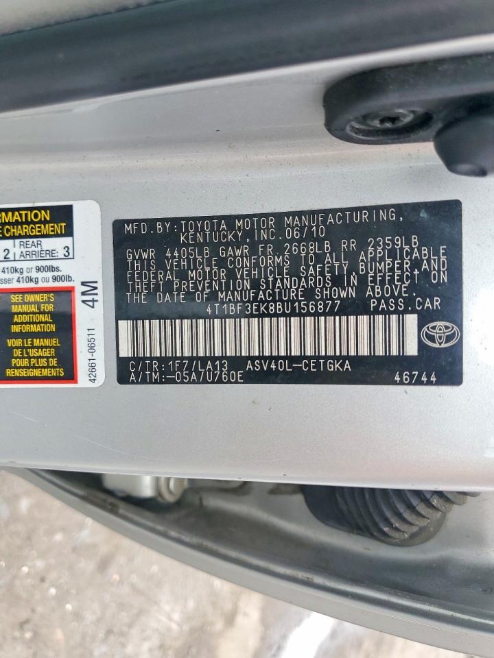 2011 Toyota Camry Xle Silver vin: 4T1BF3EK8BU156877
