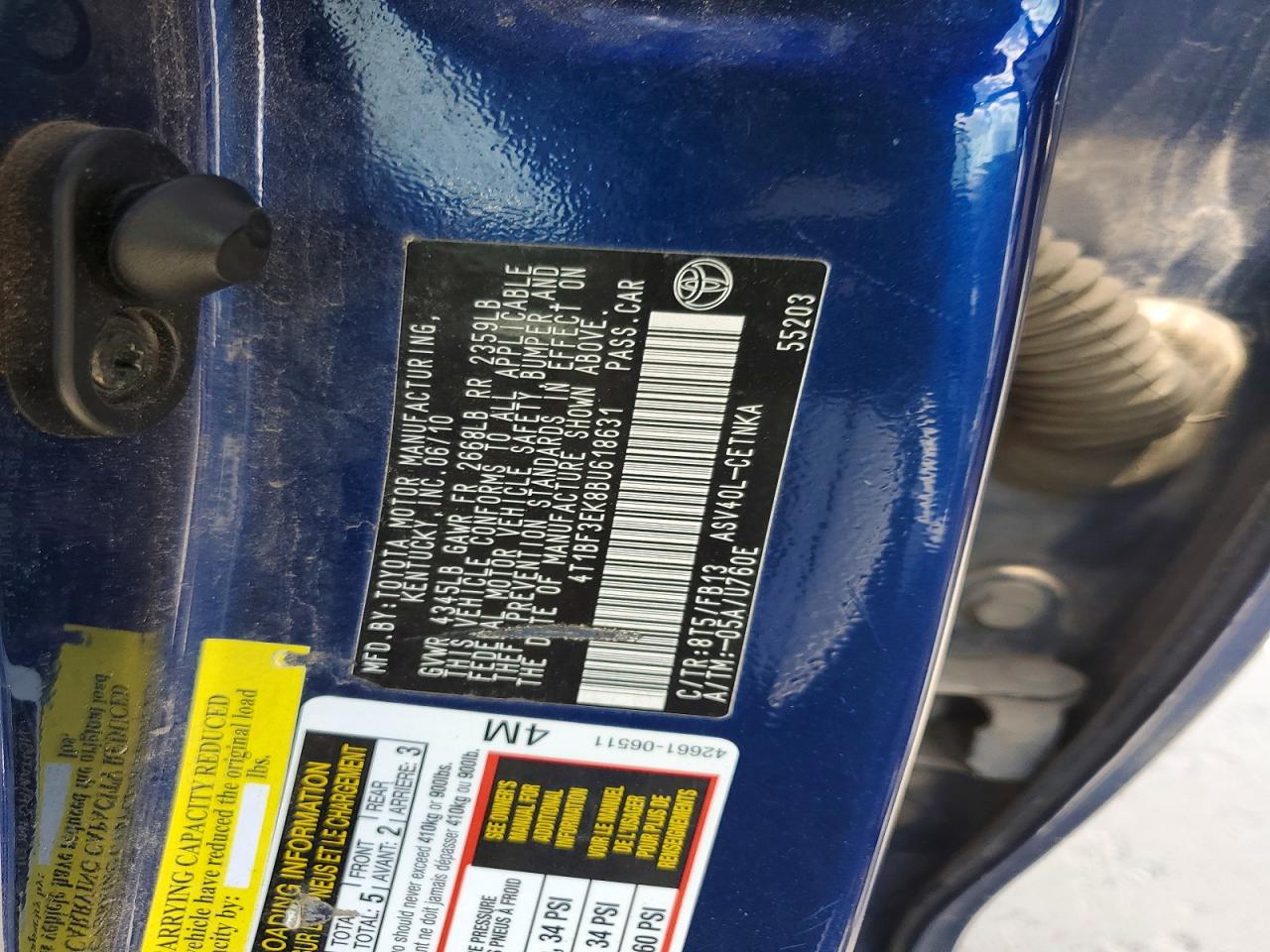2011 Toyota Camry Le Blue vin: 4T1BF3EK8BU618631